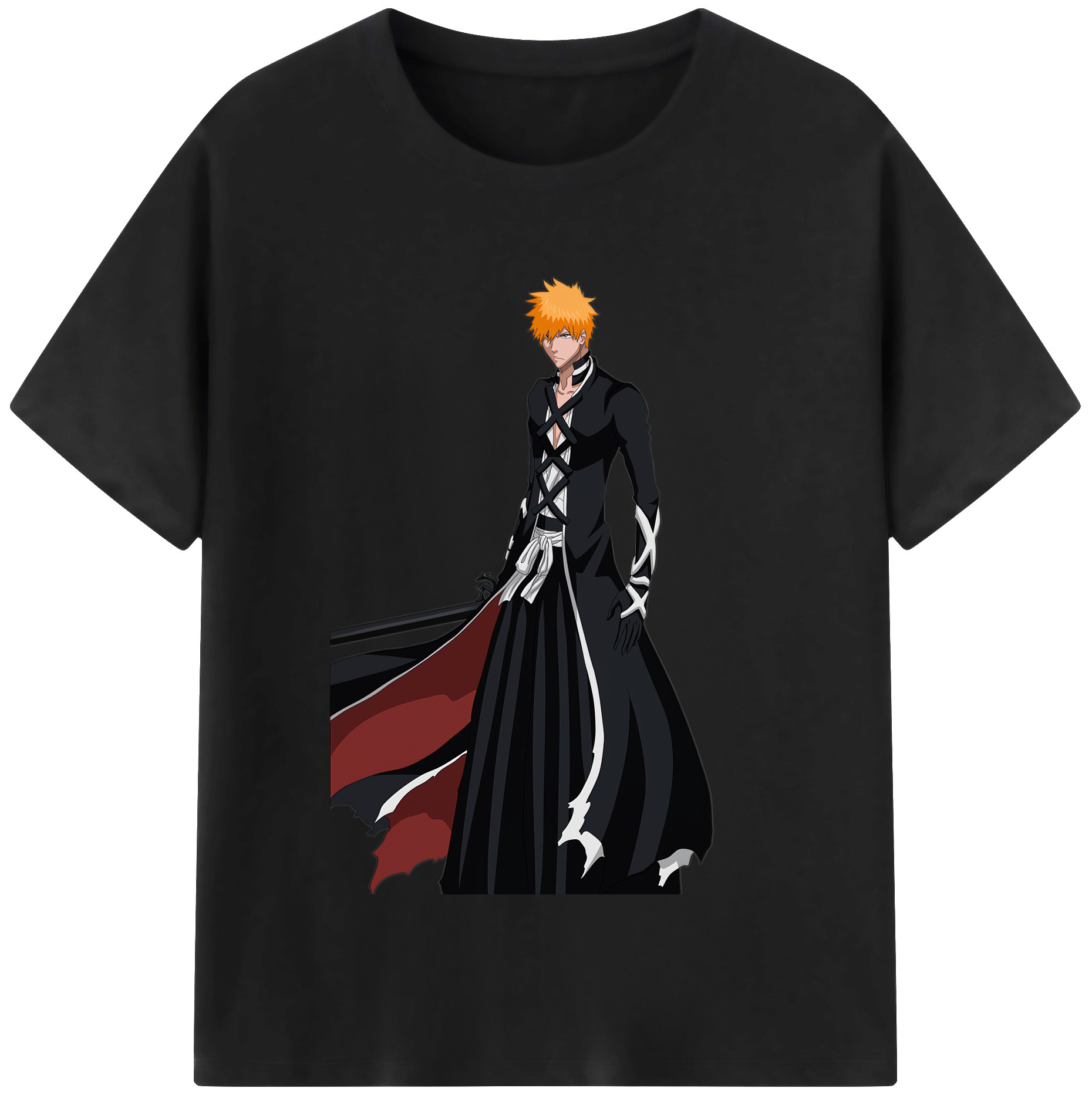 （画像用） ブリーチ 黒崎一護（くろさき いちご）BLEACH Kurosaki Ichigo レディースカジュアルプリントTシャツ（綿100％）
