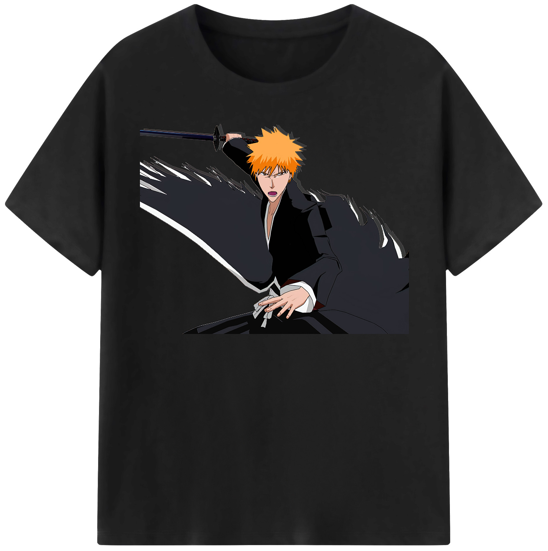 （画像用） ブリーチ 黒崎一護（くろさき いちご）BLEACH Kurosaki Ichigo レディースカジュアルプリントTシャツ（綿100％）