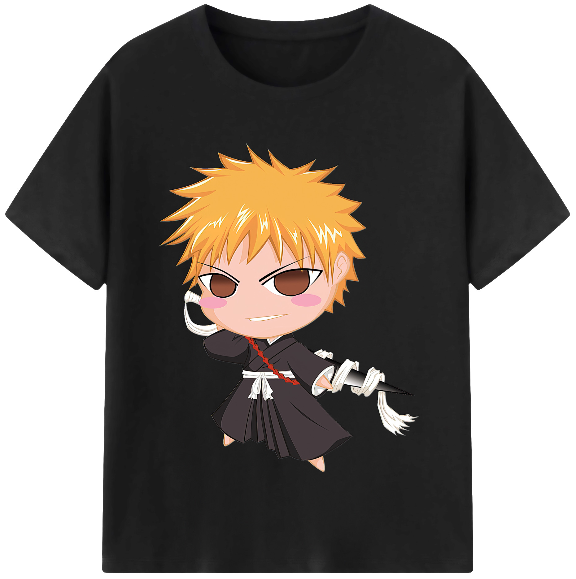 （画像用） ブリーチ 黒崎一護（くろさき いちご）BLEACH Kurosaki Ichigo レディースカジュアルプリントTシャツ（綿100％）
