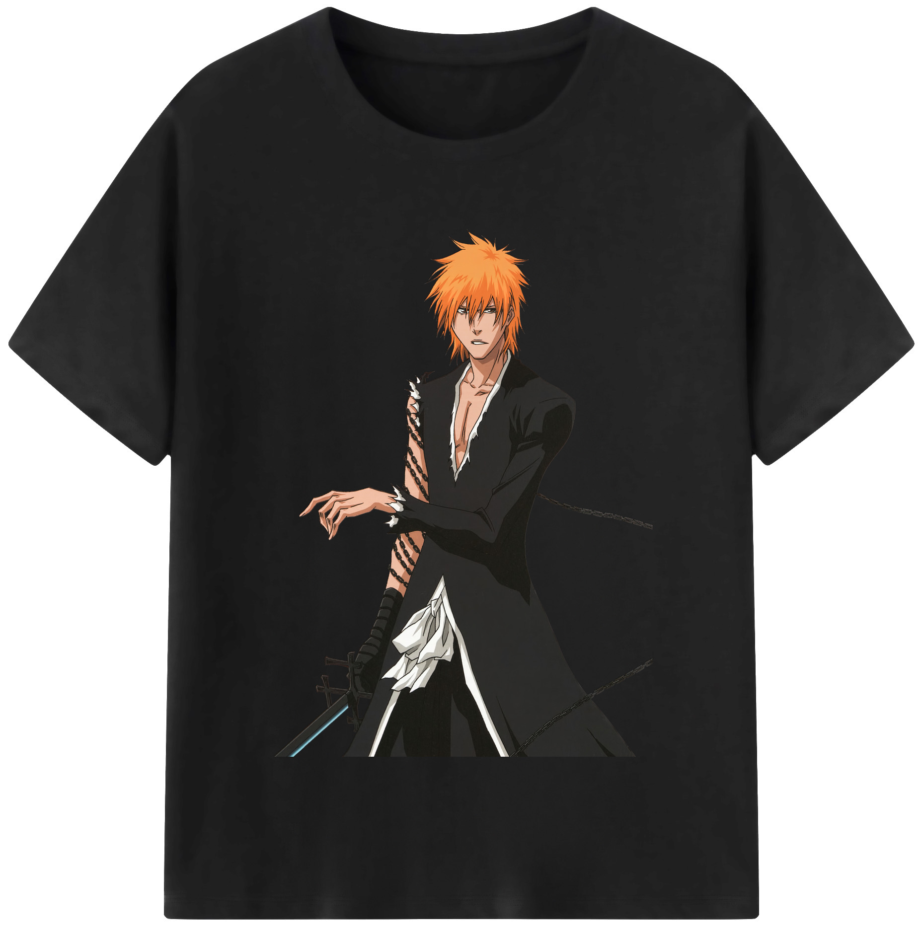 （画像用） ブリーチ 黒崎一護（くろさき いちご）BLEACH Kurosaki Ichigo レディースカジュアルプリントTシャツ（綿100％）