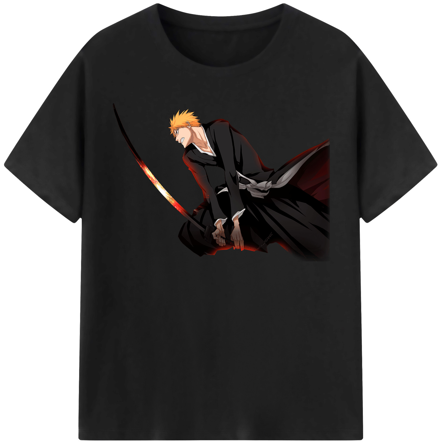 （画像用） ブリーチ 黒崎一護（くろさき いちご）BLEACH Kurosaki Ichigo レディースカジュアルプリントTシャツ（綿100％）