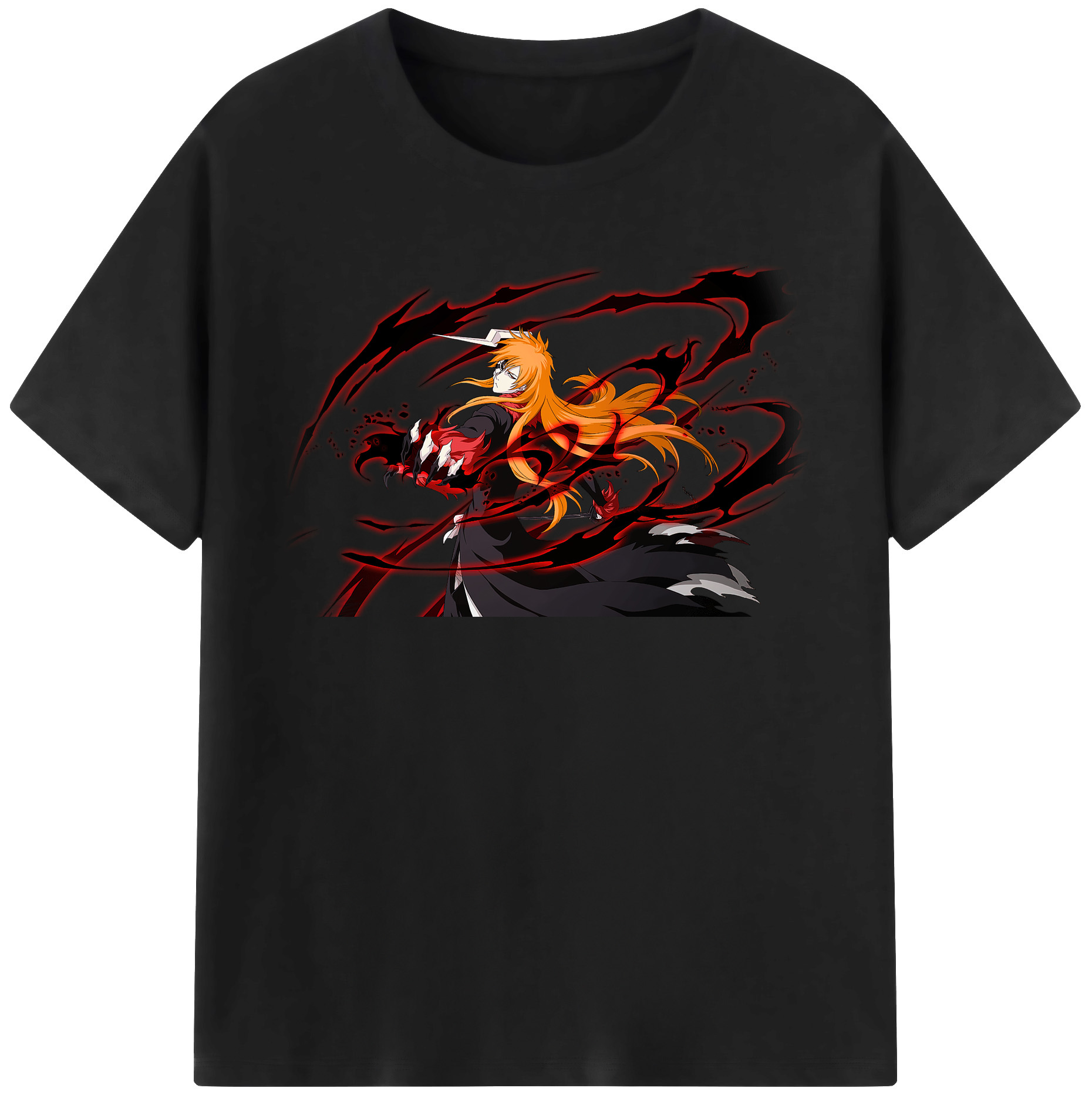 （画像用） ブリーチ 黒崎一護（くろさき いちご）BLEACH Kurosaki Ichigo レディースカジュアルプリントTシャツ（綿100％）