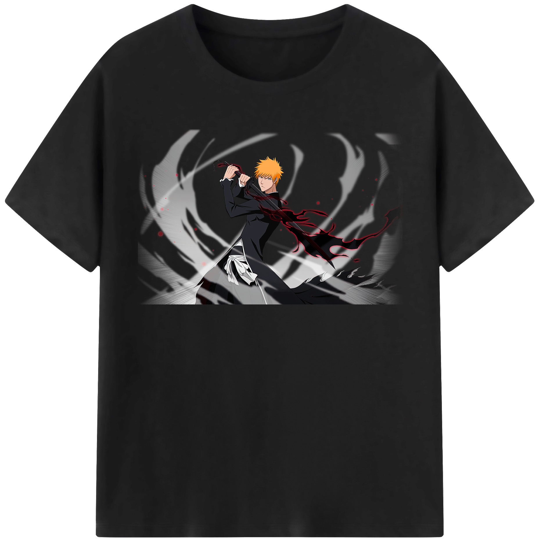 （画像用） ブリーチ 黒崎一護（くろさき いちご）BLEACH Kurosaki Ichigo レディースカジュアルプリントTシャツ（綿100％）