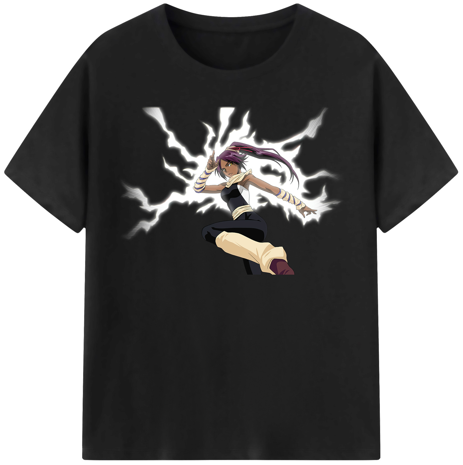 （画像用） ブリーチ 四楓院 夜一（しほういん よるいち） BLEACH Shihouin Yoruichi レディースカジュアルプリントTシャツ（綿100％）