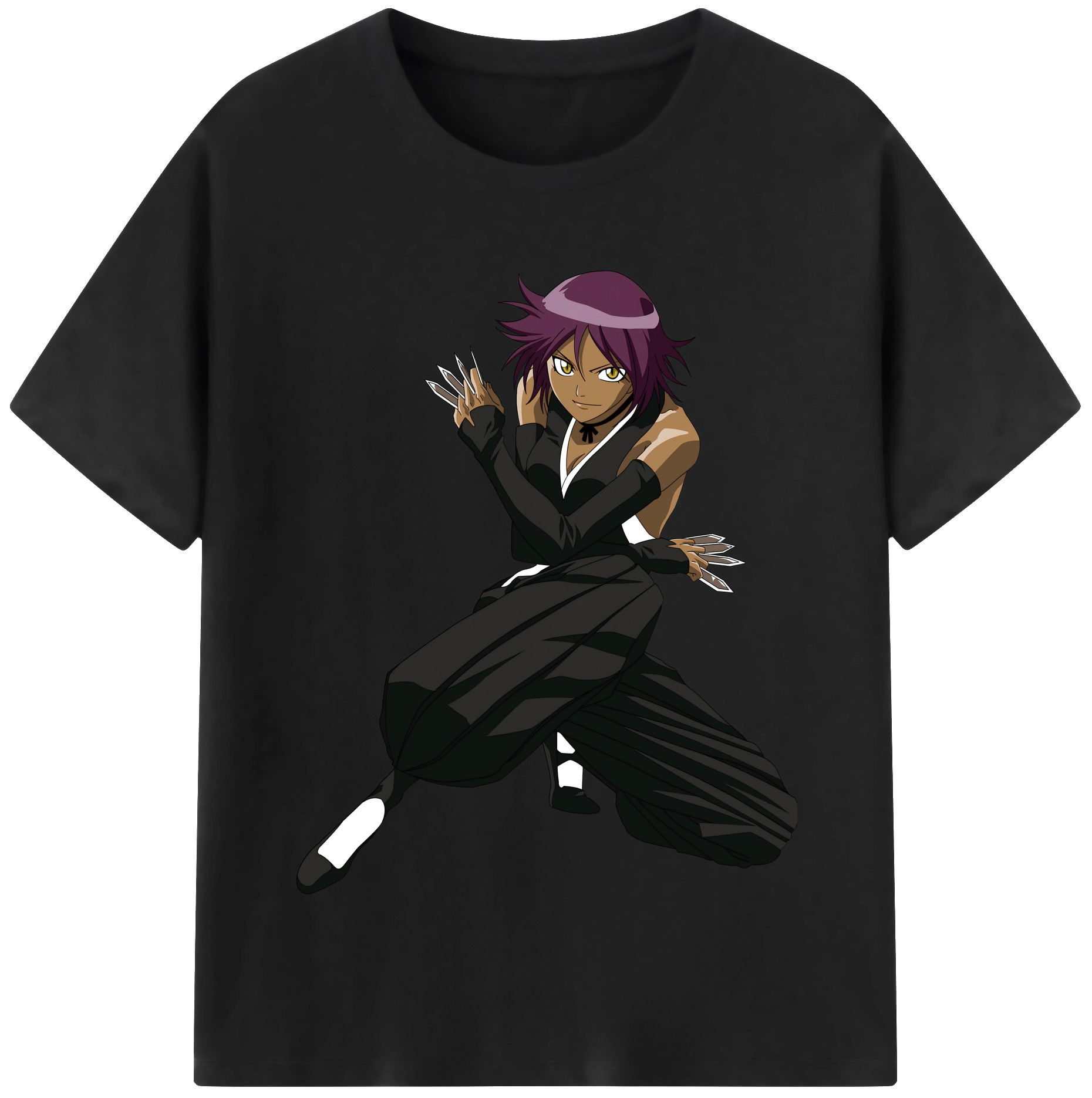 （画像用） ブリーチ 四楓院 夜一（しほういん よるいち） BLEACH Shihouin Yoruichi レディースカジュアルプリントTシャツ（綿100％）