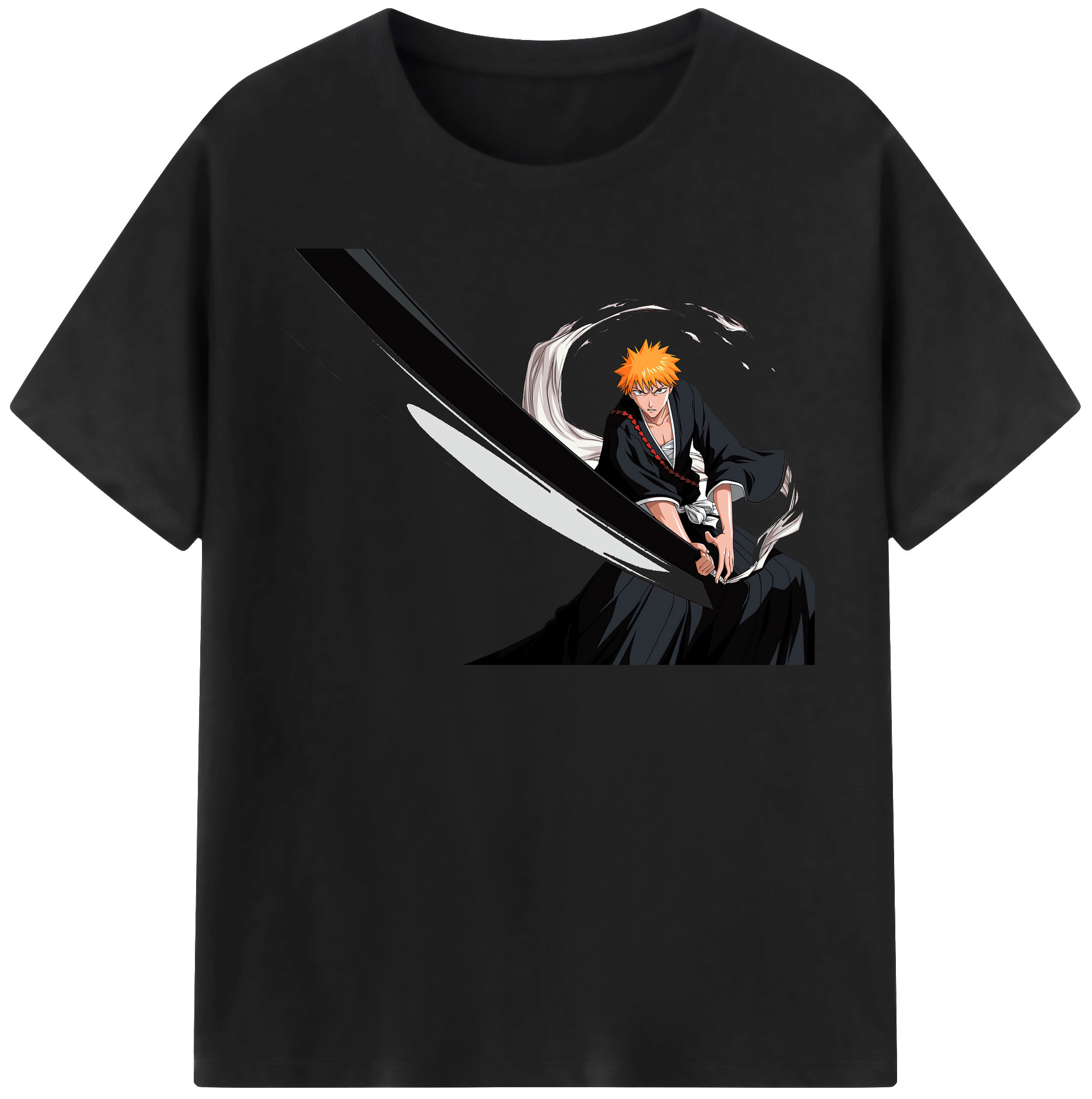 （画像用） ブリーチ 黒崎一護（くろさき いちご）BLEACH Kurosaki Ichigo レディースカジュアルプリントTシャツ（綿100％）