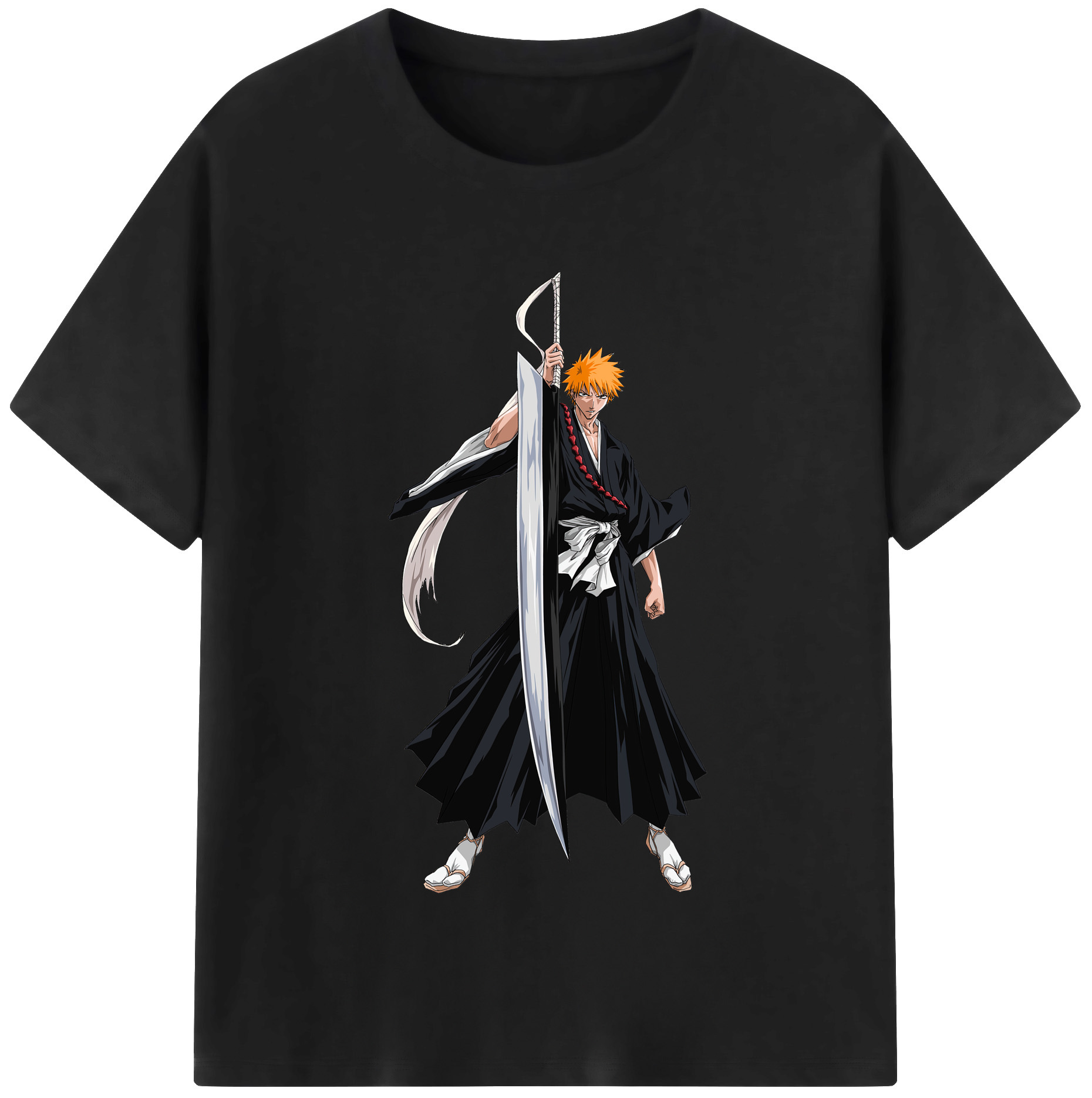 （画像用） ブリーチ 黒崎一護（くろさき いちご）BLEACH Kurosaki Ichigo レディースカジュアルプリントTシャツ（綿100％）