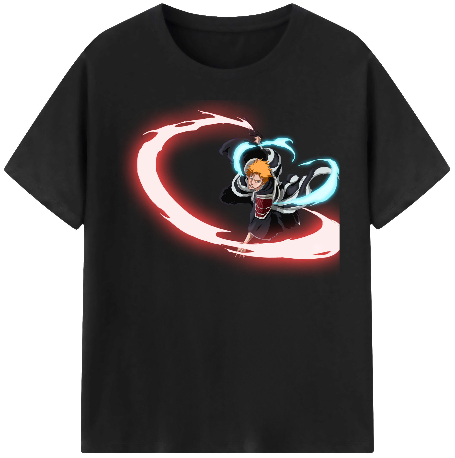 （画像用） ブリーチ 黒崎一護（くろさき いちご）BLEACH Kurosaki Ichigo レディースカジュアルプリントTシャツ（綿100％）