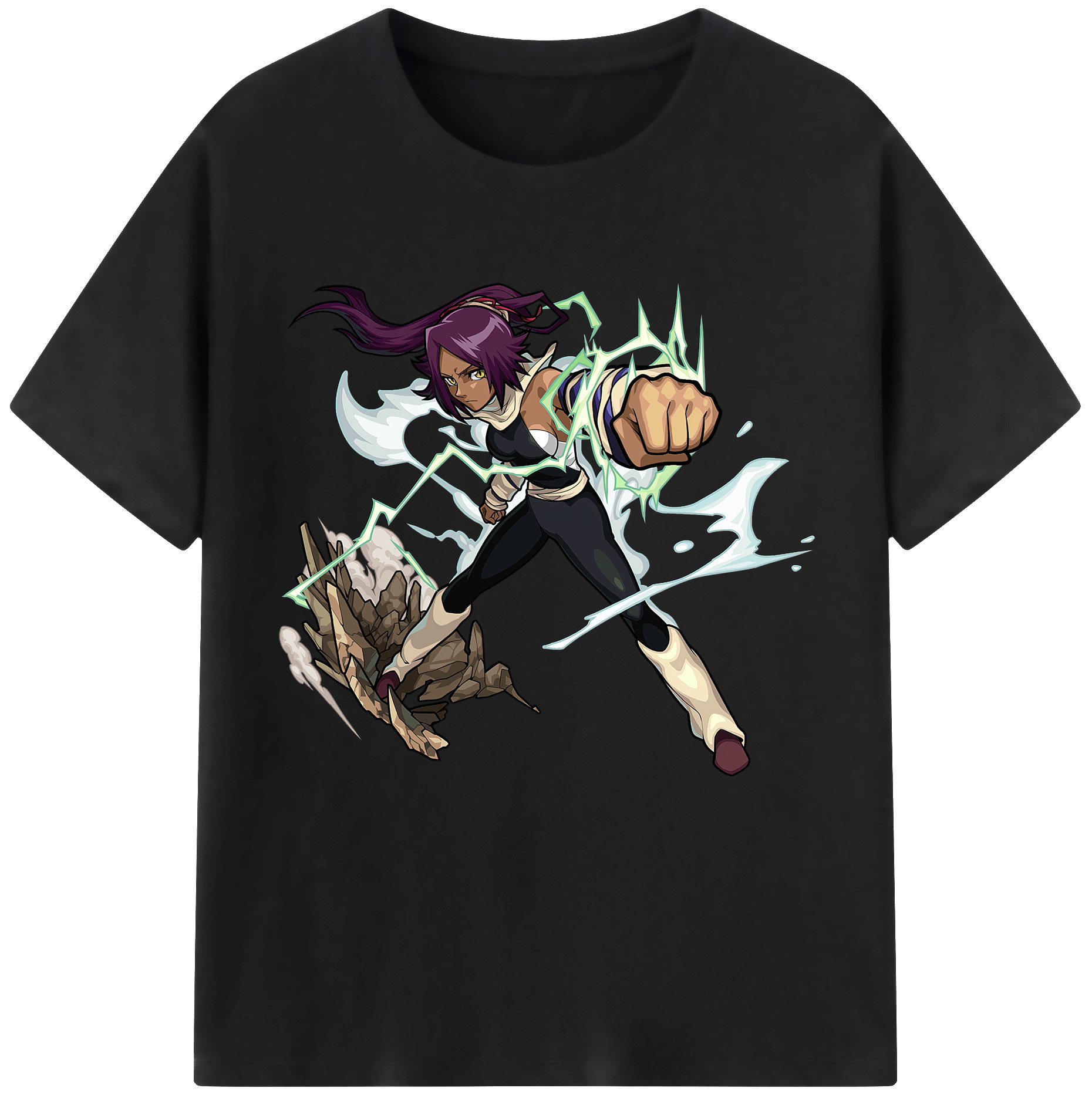 （画像用） ブリーチ 四楓院 夜一（しほういん よるいち） BLEACH Shihouin Yoruichi レディースカジュアルプリントTシャツ（綿100％）