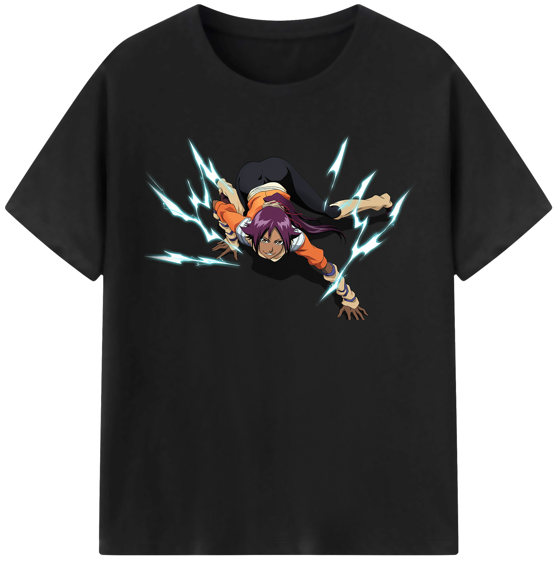 （画像用） ブリーチ 四楓院 夜一（しほういん よるいち） BLEACH Shihouin Yoruichi レディースカジュアルプリントTシャツ（綿100％）