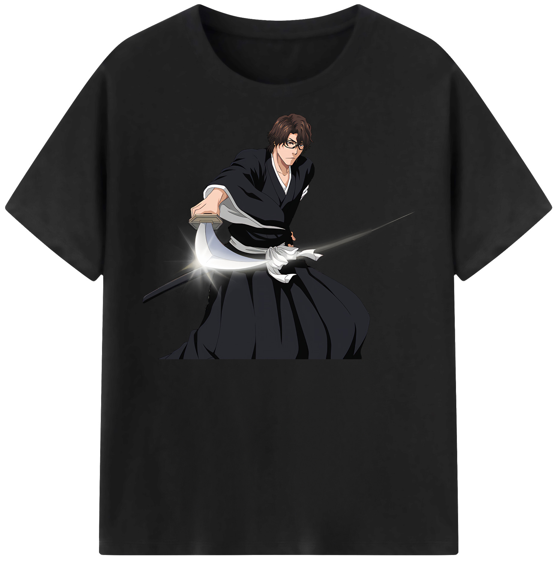 （画像用） ブリーチ 藍染 惣右介（あいぜん そうすけ） BLEACH Aizen Sousuke レディースカジュアルプリントTシャツ（綿100％）