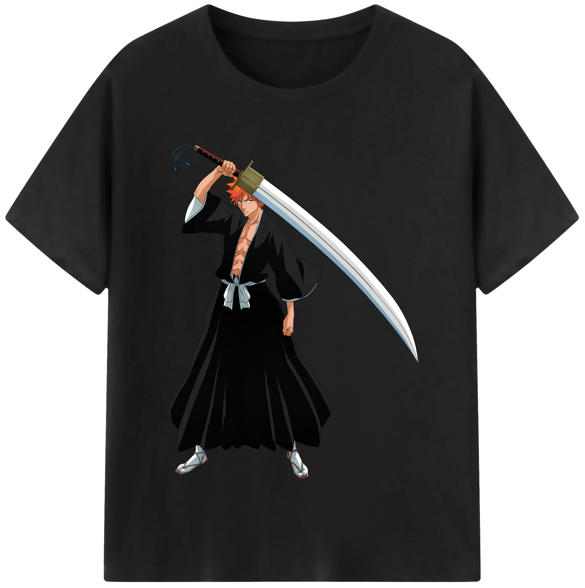 （画像用） ブリーチ 黒崎一護（くろさき いちご）BLEACH Kurosaki Ichigo レディースカジュアルプリントTシャツ（綿100％）