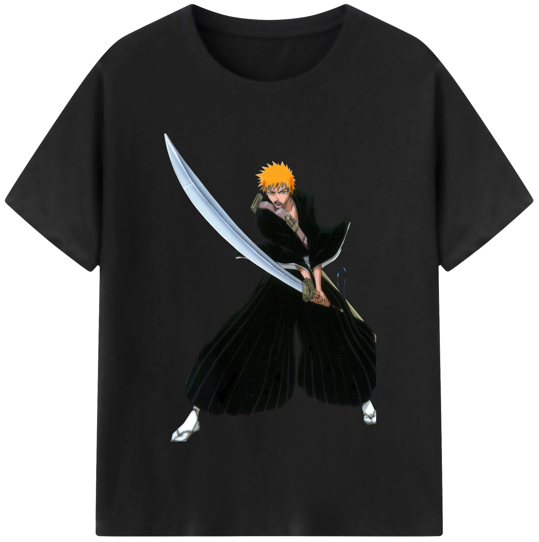 （画像用） ブリーチ 黒崎一護（くろさき いちご）BLEACH Kurosaki Ichigo レディースカジュアルプリントTシャツ（綿100％）