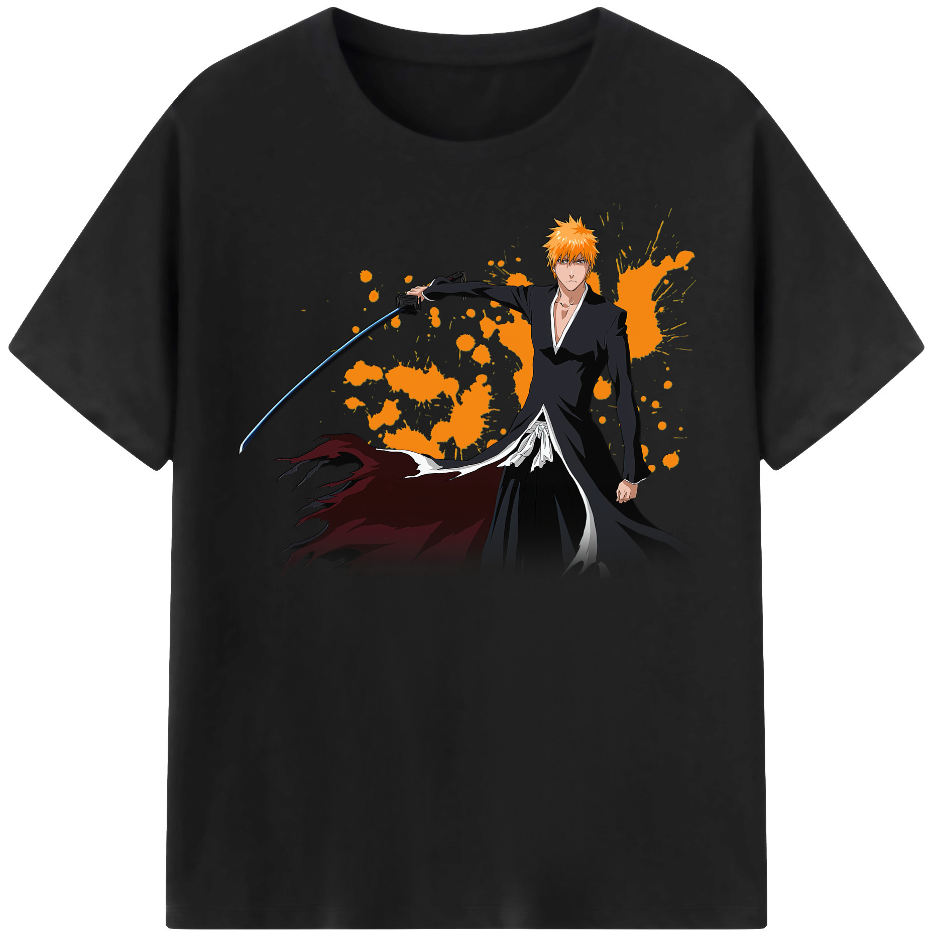 （画像用） ブリーチ 黒崎一護（くろさき いちご）BLEACH Kurosaki Ichigo レディースカジュアルプリントTシャツ（綿100％）