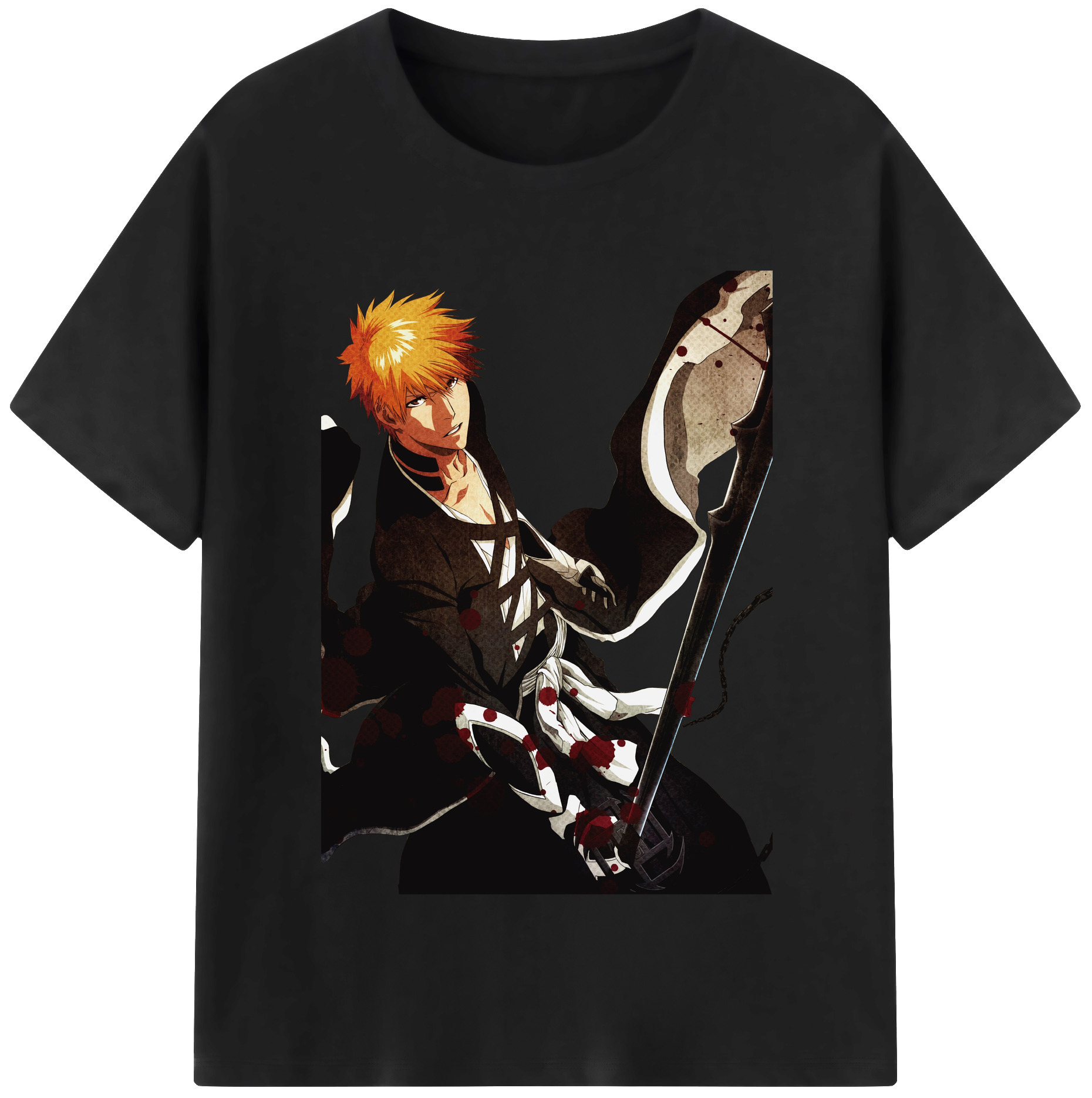 （画像用） ブリーチ 黒崎一護（くろさき いちご）BLEACH Kurosaki Ichigo レディースカジュアルプリントTシャツ（綿100％）