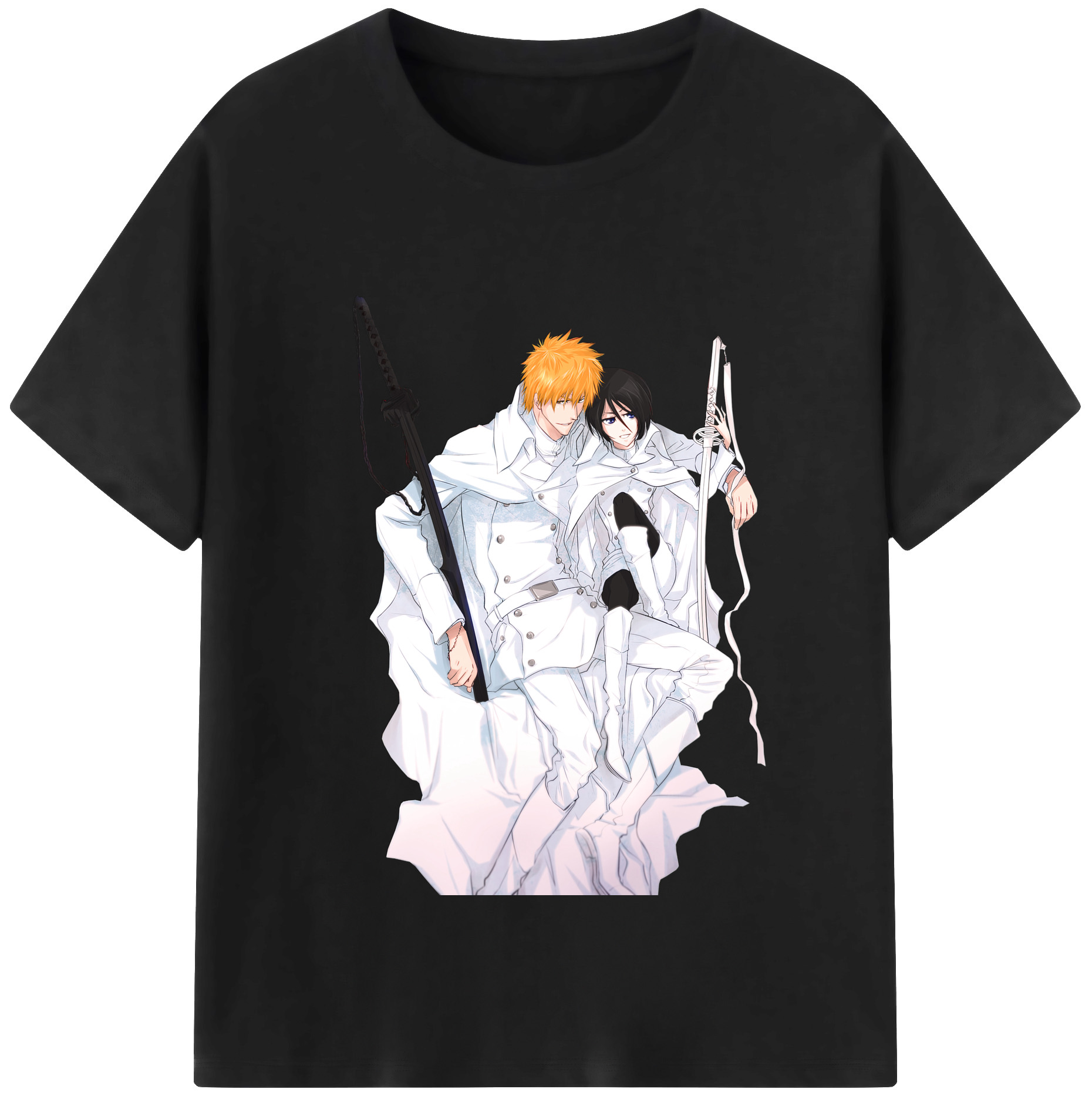 （画像用） ブリーチ 黒崎一護（くろさき いちご）BLEACH Kurosaki Ichigo レディースカジュアルプリントTシャツ（綿100％）