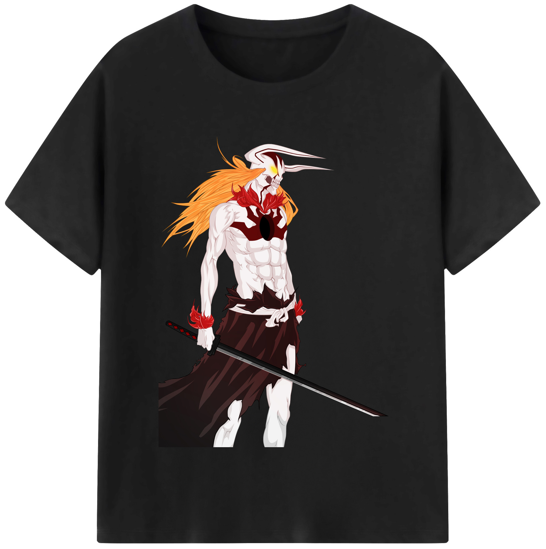 （画像用） ブリーチ 黒崎一護（くろさき いちご）BLEACH Kurosaki Ichigo レディースカジュアルプリントTシャツ（綿100％）