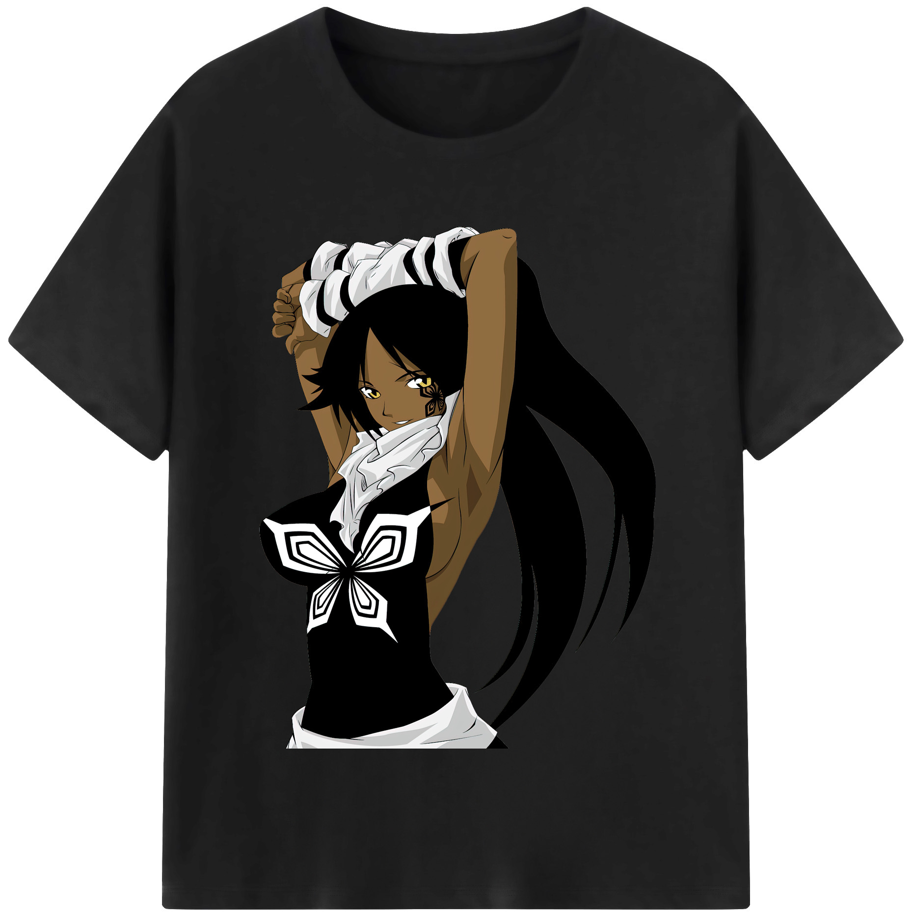 （画像用） ブリーチ 四楓院 夜一（しほういん よるいち） BLEACH Shihouin Yoruichi レディースカジュアルプリントTシャツ（綿100％）
