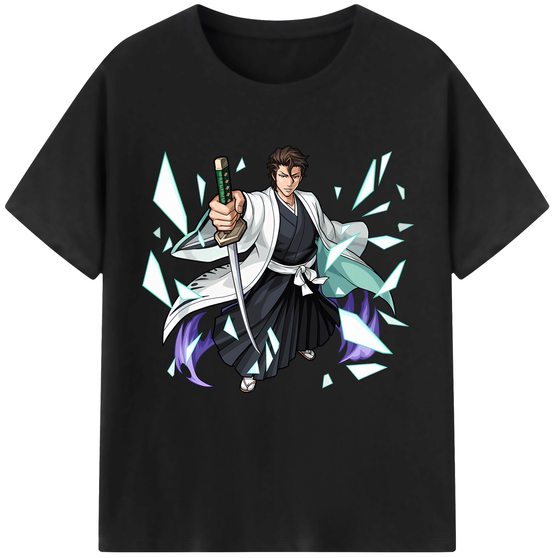 （画像用） ブリーチ 藍染 惣右介（あいぜん そうすけ） BLEACH Aizen Sousuke レディースカジュアルプリントTシャツ（綿100％）