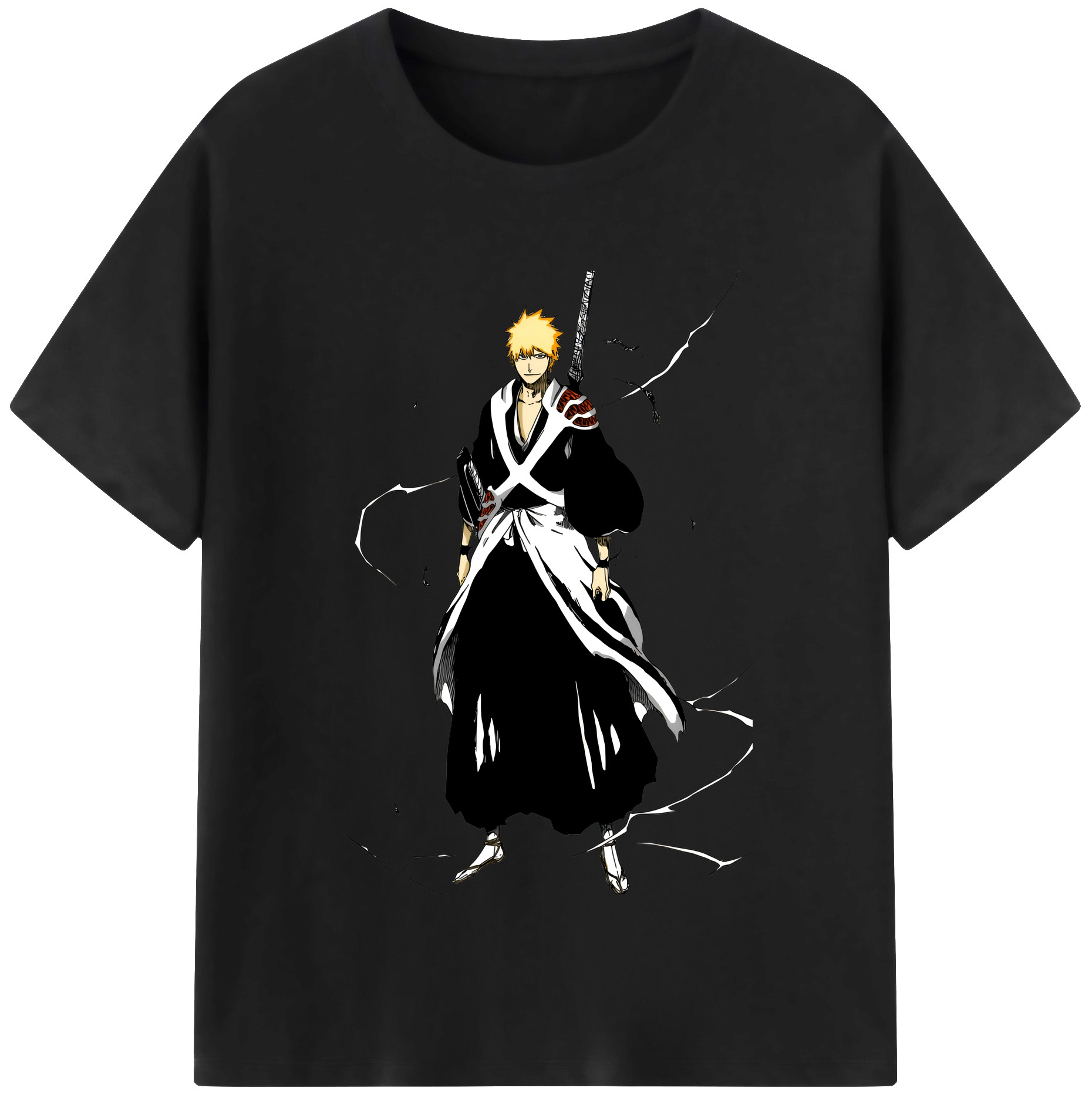 （画像用） ブリーチ 黒崎一護（くろさき いちご）BLEACH Kurosaki Ichigo レディースカジュアルプリントTシャツ（綿100％）