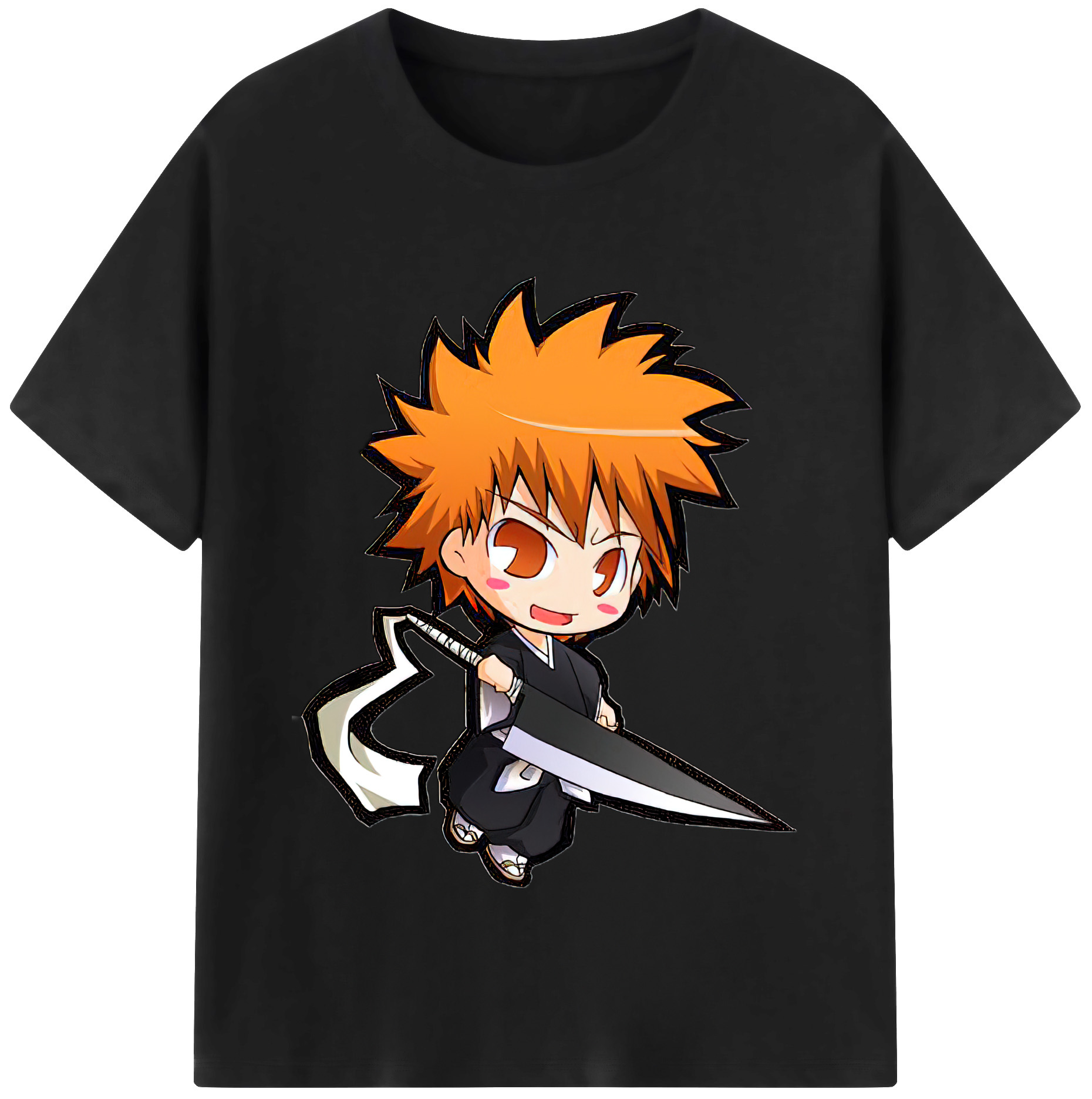（画像用） ブリーチ 黒崎一護（くろさき いちご）BLEACH Kurosaki Ichigo レディースカジュアルプリントTシャツ（綿100％）