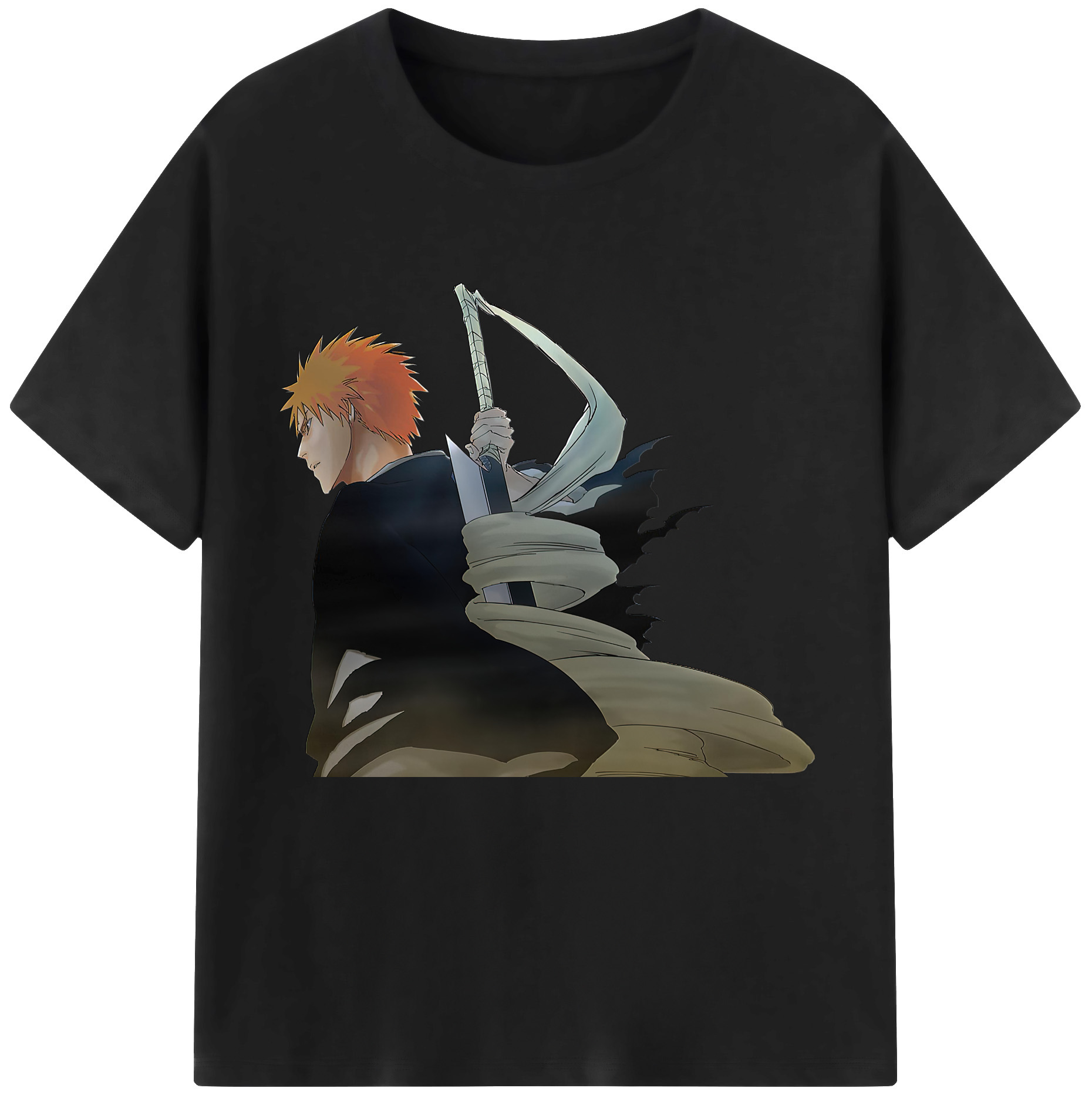 （画像用） ブリーチ 黒崎一護（くろさき いちご）BLEACH Kurosaki Ichigo レディースカジュアルプリントTシャツ（綿100％）