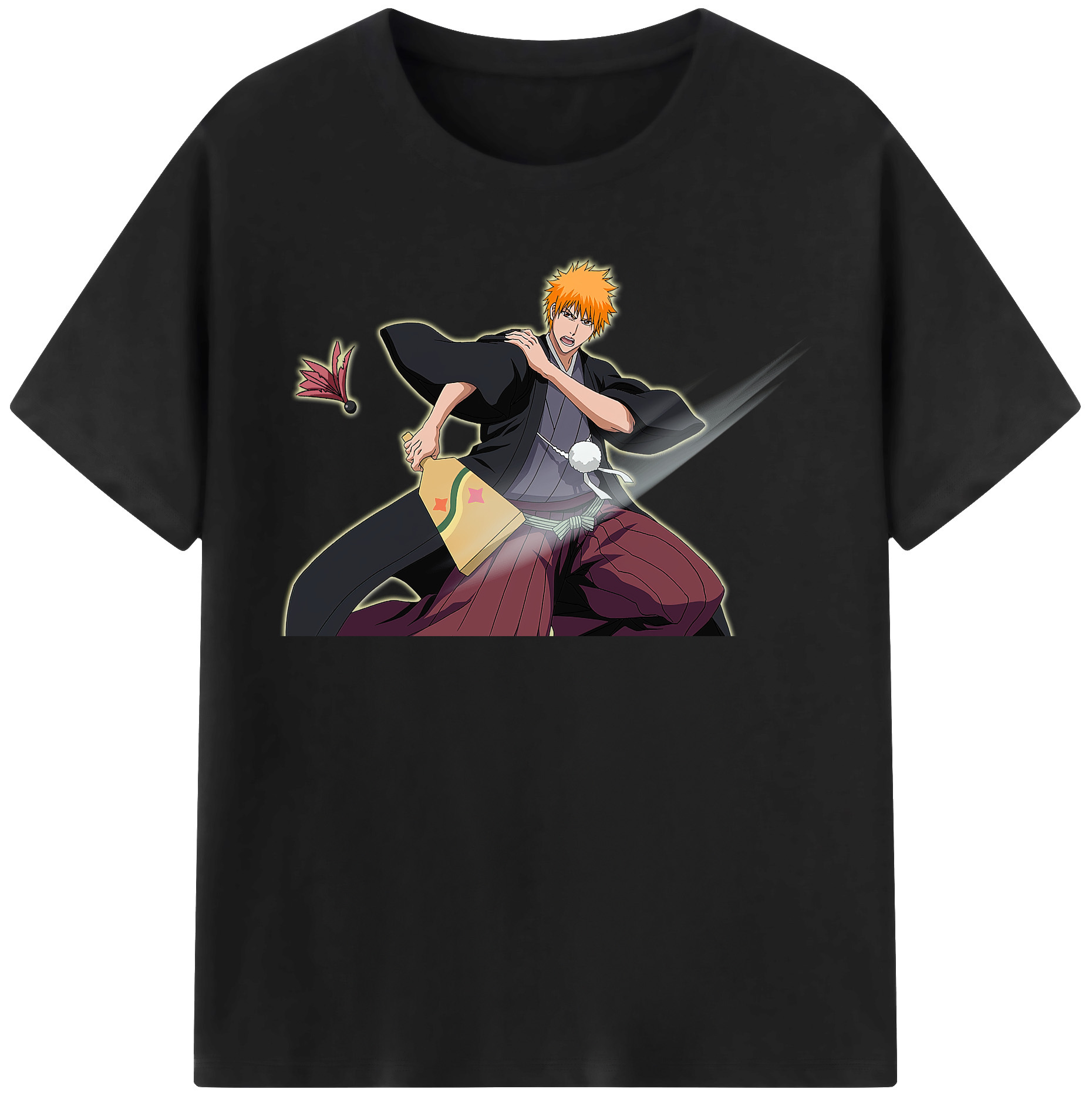 （画像用） ブリーチ 黒崎一護（くろさき いちご）BLEACH Kurosaki Ichigo レディースカジュアルプリントTシャツ（綿100％）