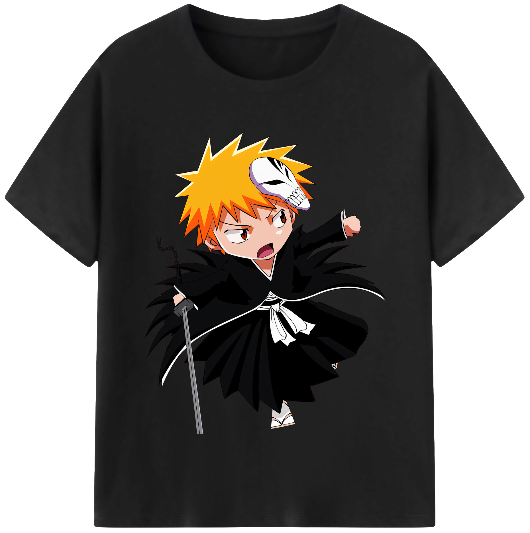 （画像用） ブリーチ 黒崎一護（くろさき いちご）BLEACH Kurosaki Ichigo レディースカジュアルプリントTシャツ（綿100％）