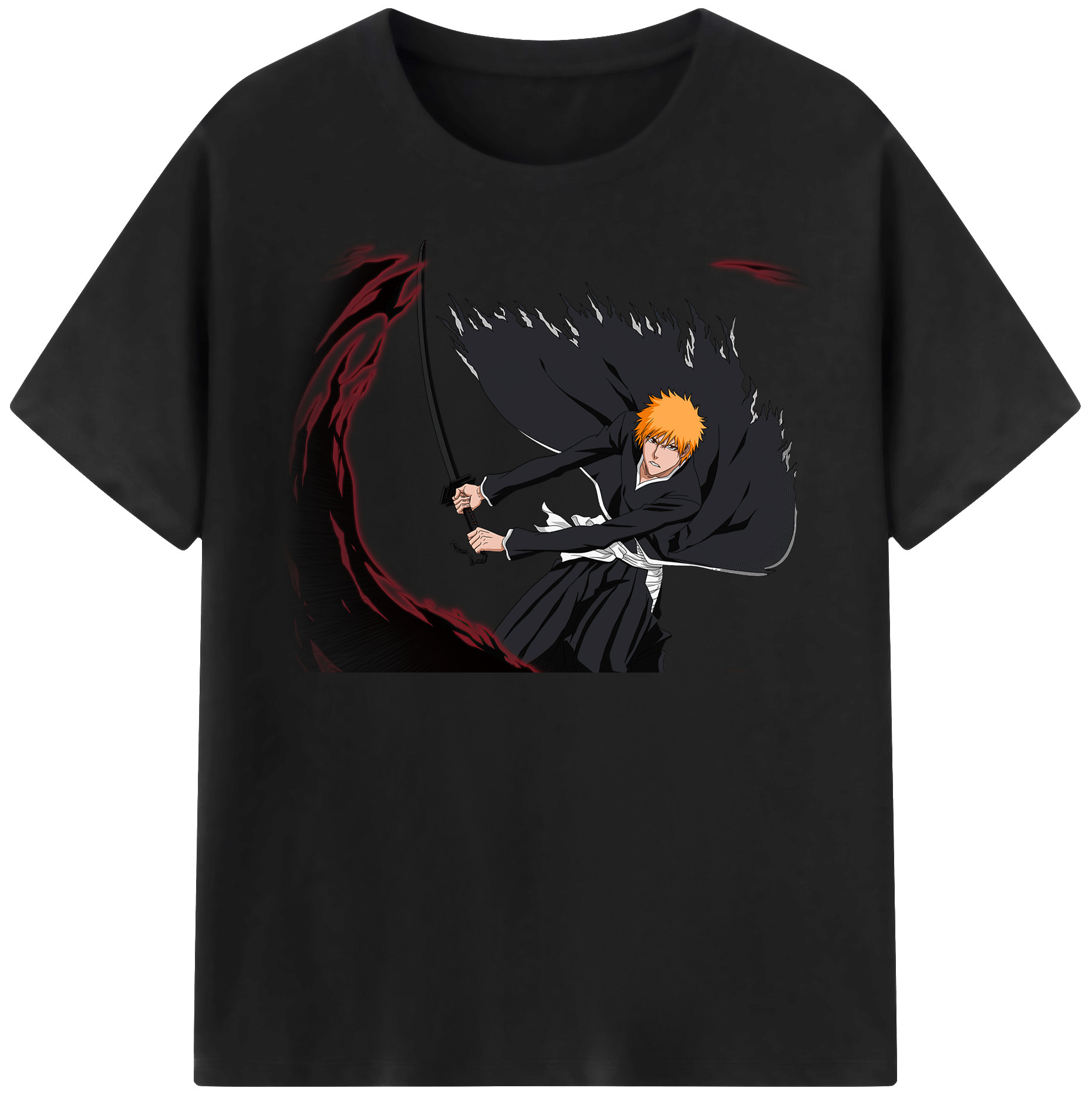 （画像用） ブリーチ 黒崎一護（くろさき いちご）BLEACH Kurosaki Ichigo レディースカジュアルプリントTシャツ（綿100％）