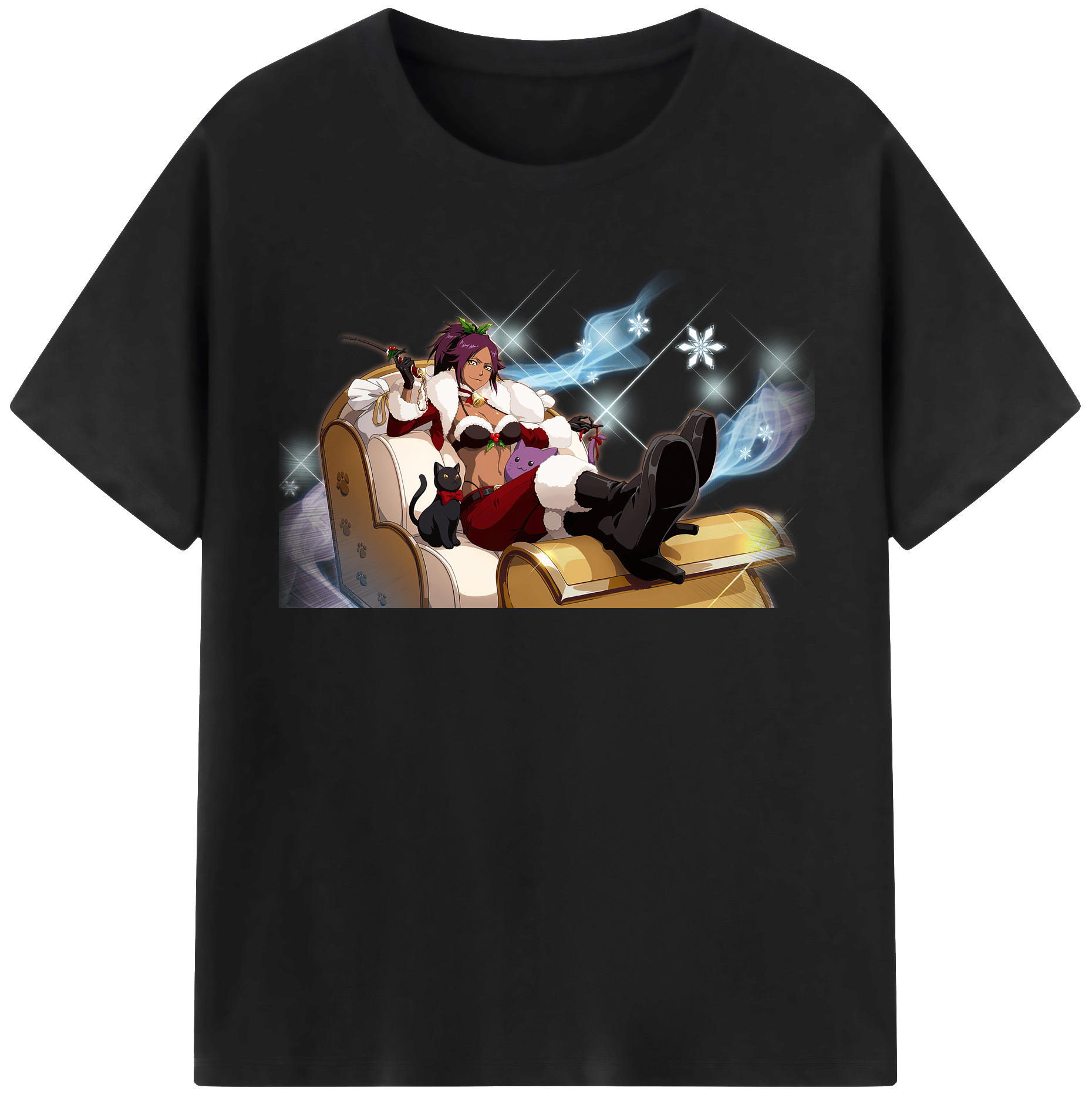 （画像用） ブリーチ 四楓院 夜一（しほういん よるいち） BLEACH Shihouin Yoruichi レディースカジュアルプリントTシャツ（綿100％）