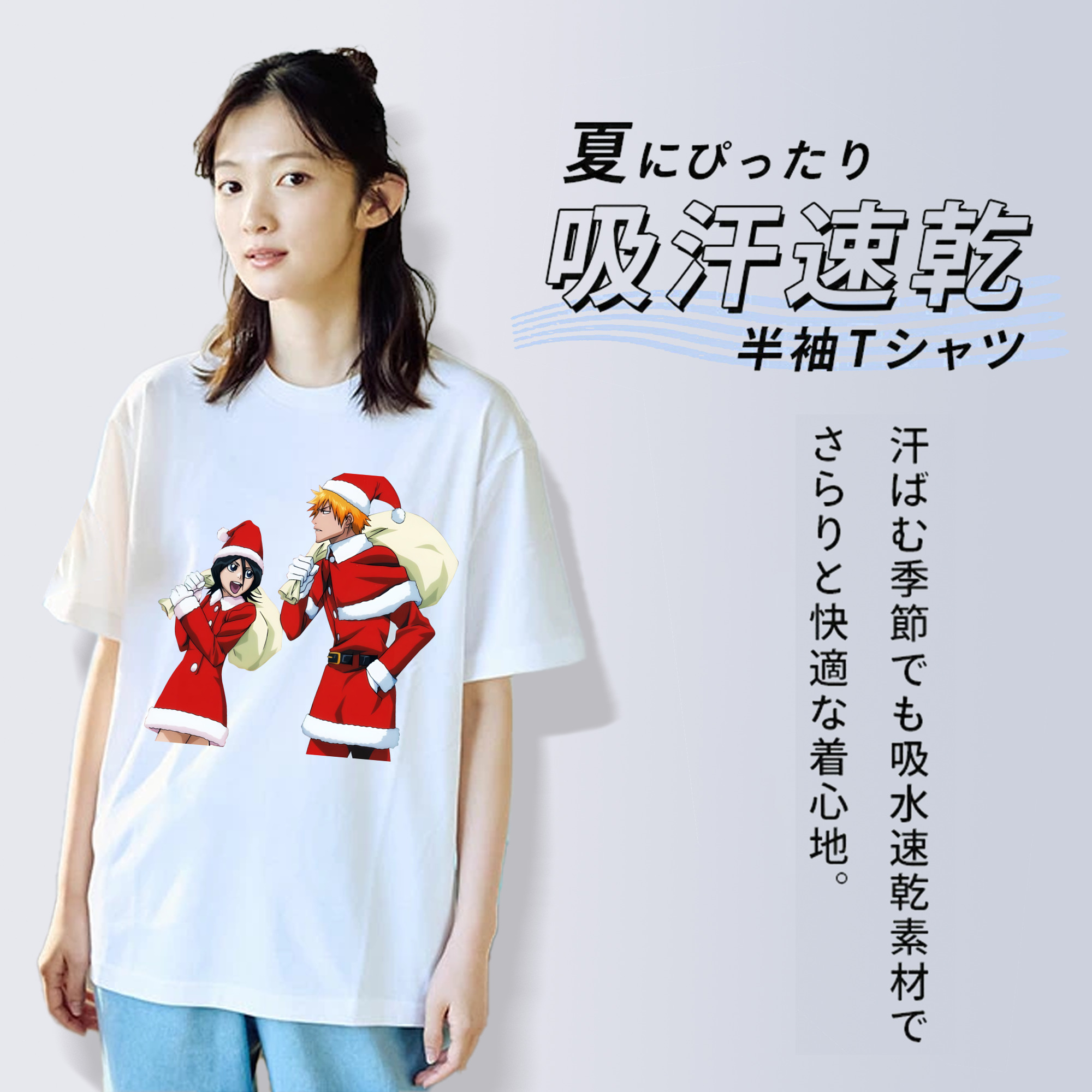 ブリーチ 朽木ルキア BLEACH Kuchiki Rukia レディースカジュアルプリントTシャツ（綿100％）