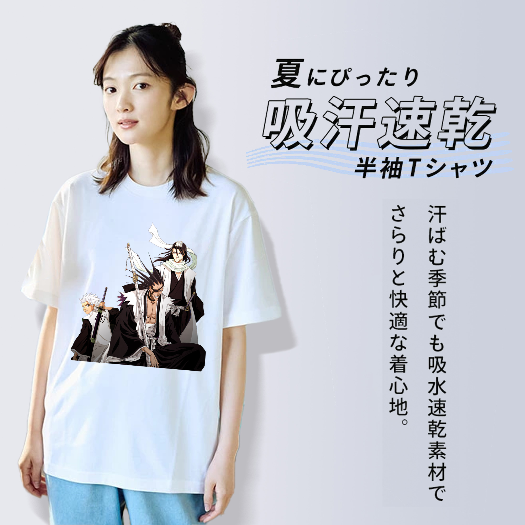ブリーチ ざらき けんぱち BLEACH Zaraki Kenpachi レディースカジュアルプリントTシャツ（綿100％）