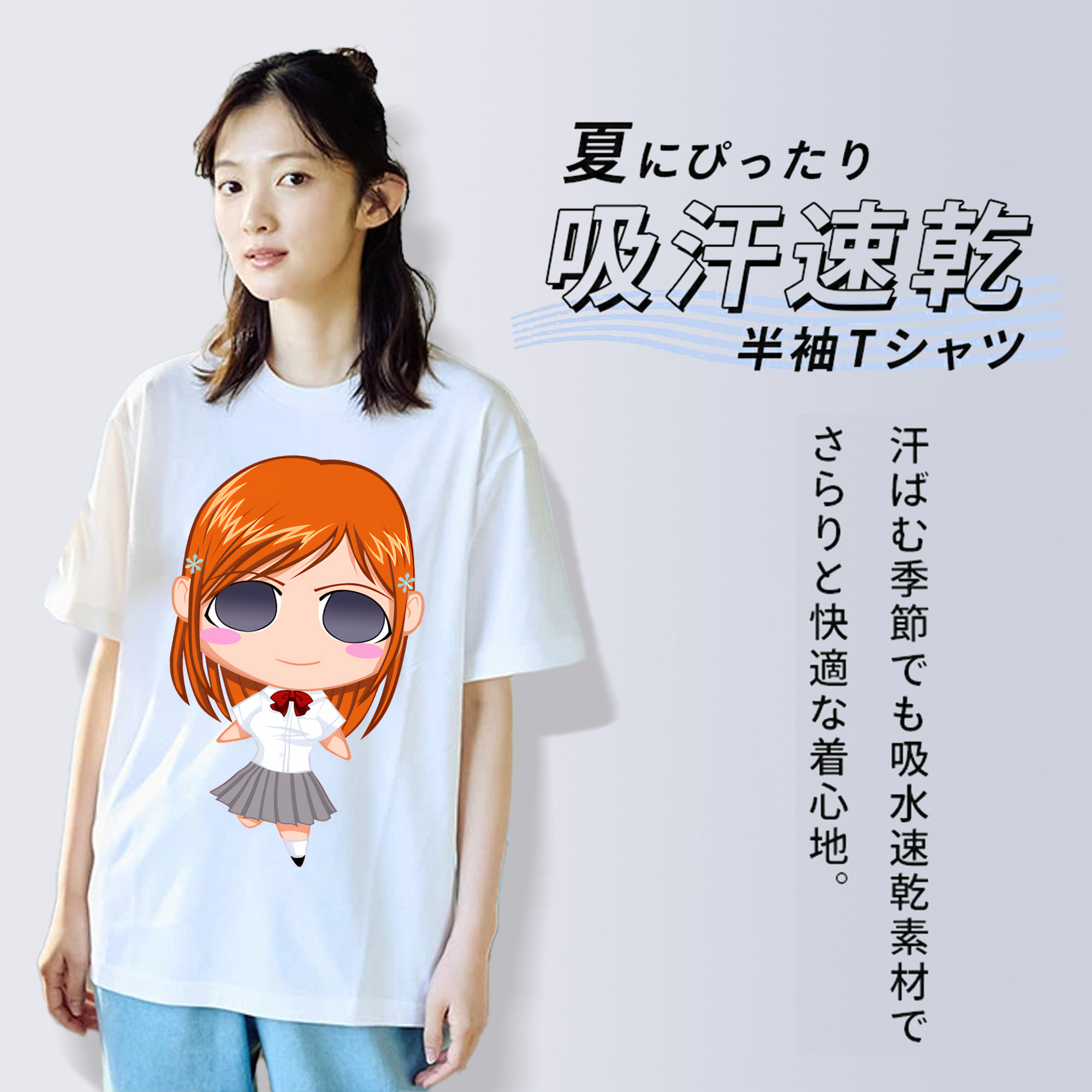 ブリーチ 井上織姫（いのうえおりひめ） BLEACH Inoue Orihime レディースカジュアルプリントTシャツ（綿100％）