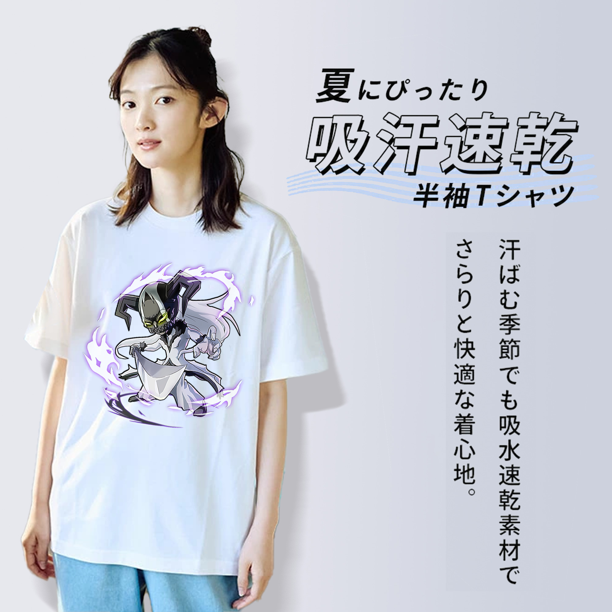 ブリーチ 黒崎一護（くろさき いちご）BLEACH Kurosaki Ichigo レディースカジュアルプリントTシャツ（綿100％）