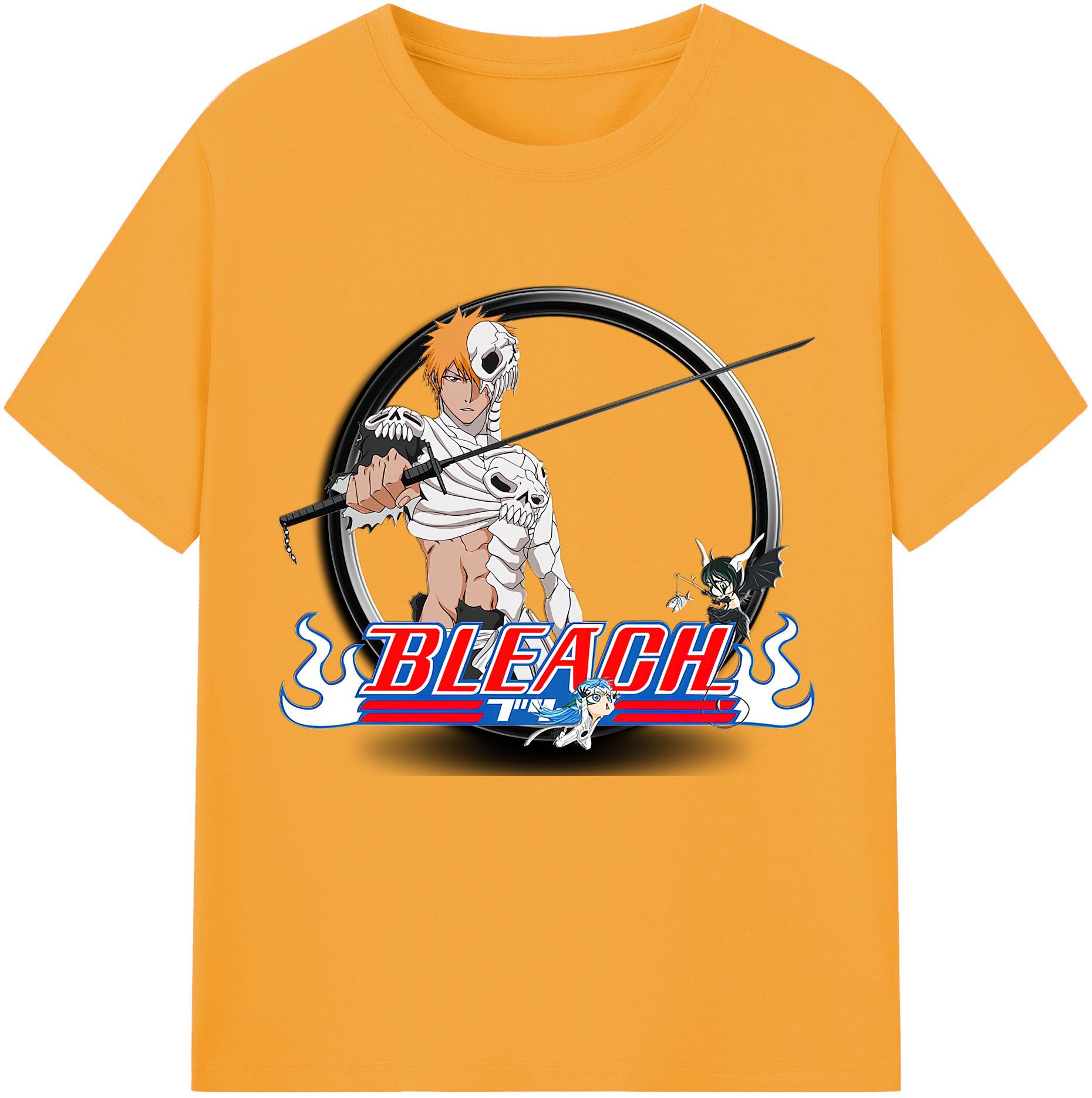 （画像用） ブリーチ 黒崎一護（くろさき いちご）BLEACH Kurosaki Ichigo レディースカジュアルプリントTシャツ（綿100％）
