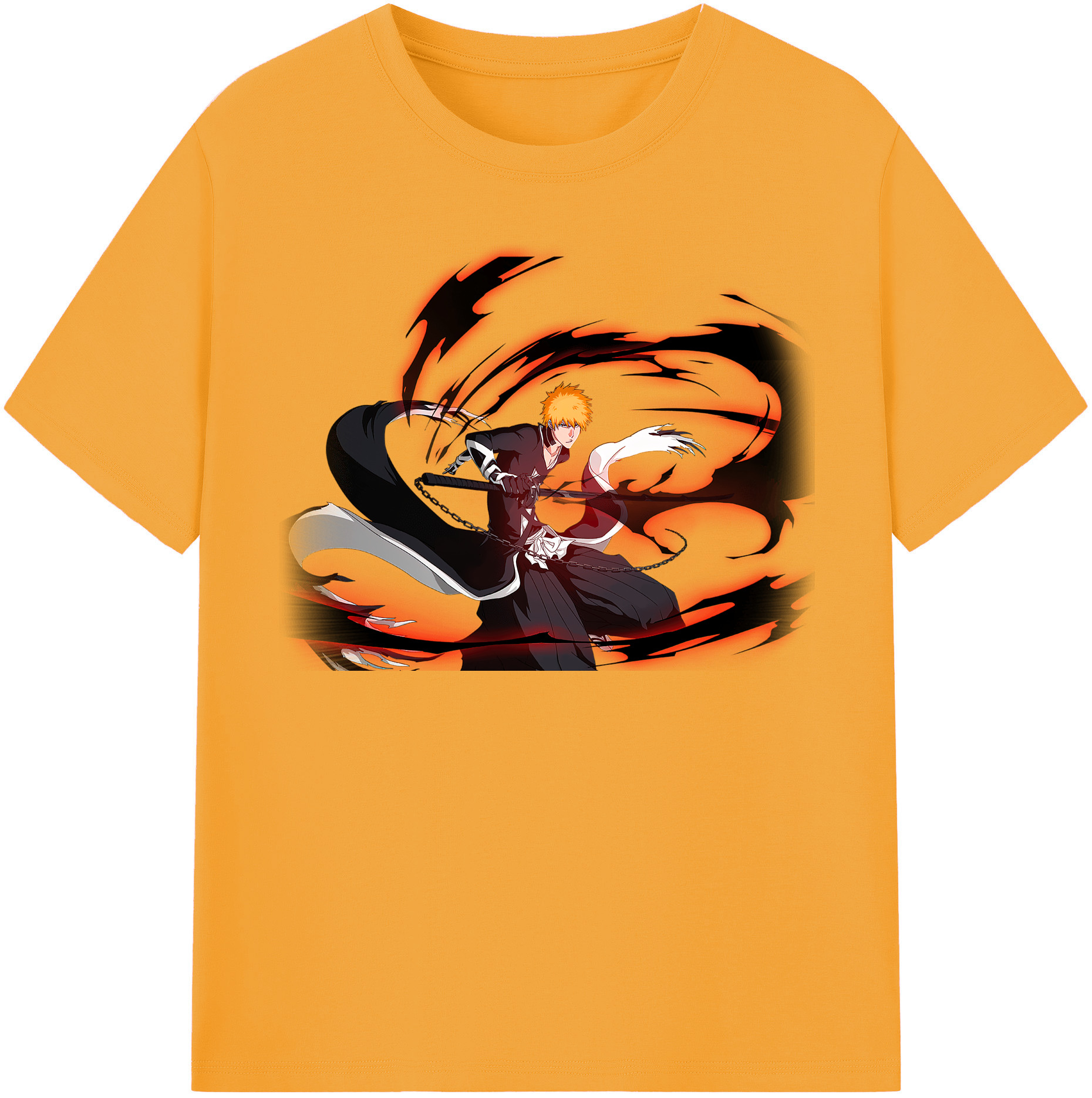 （画像用） ブリーチ 黒崎一護（くろさき いちご）BLEACH Kurosaki Ichigo レディースカジュアルプリントTシャツ（綿100％）