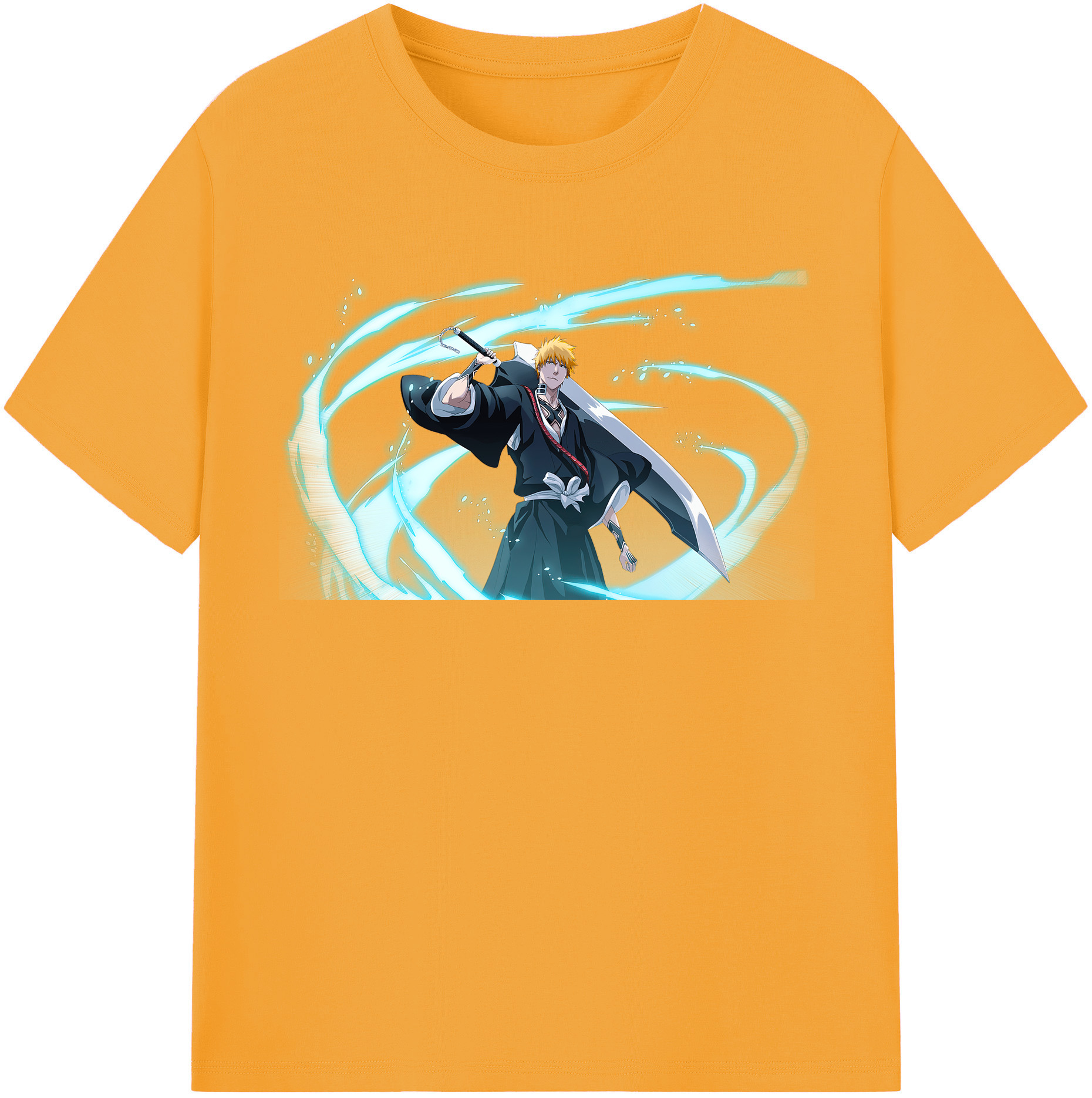 （画像用） ブリーチ 黒崎一護（くろさき いちご）BLEACH Kurosaki Ichigo レディースカジュアルプリントTシャツ（綿100％）