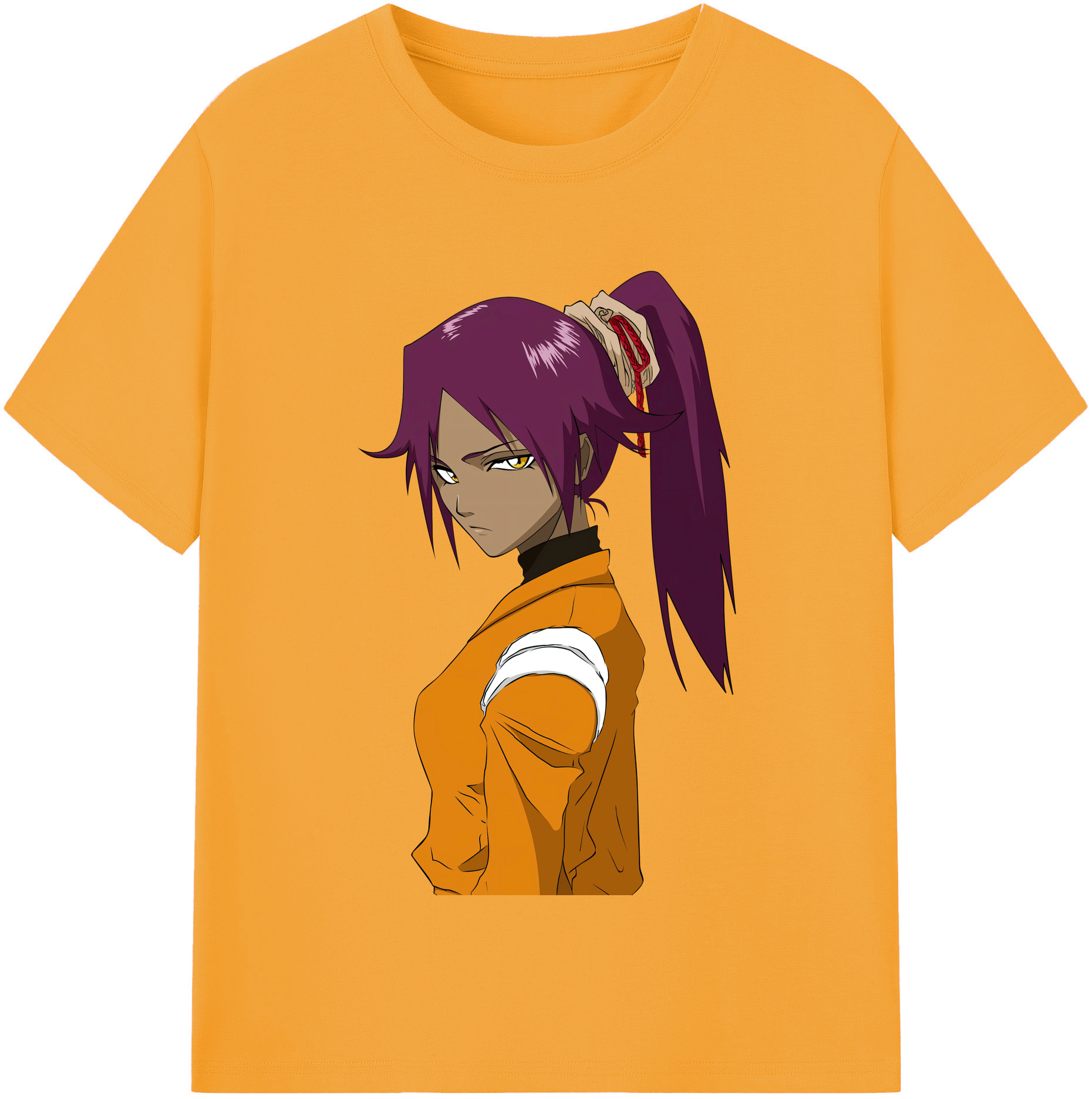 （画像用） ブリーチ 四楓院 夜一（しほういん よるいち） BLEACH Shihouin Yoruichi レディースカジュアルプリントTシャツ（綿100％）