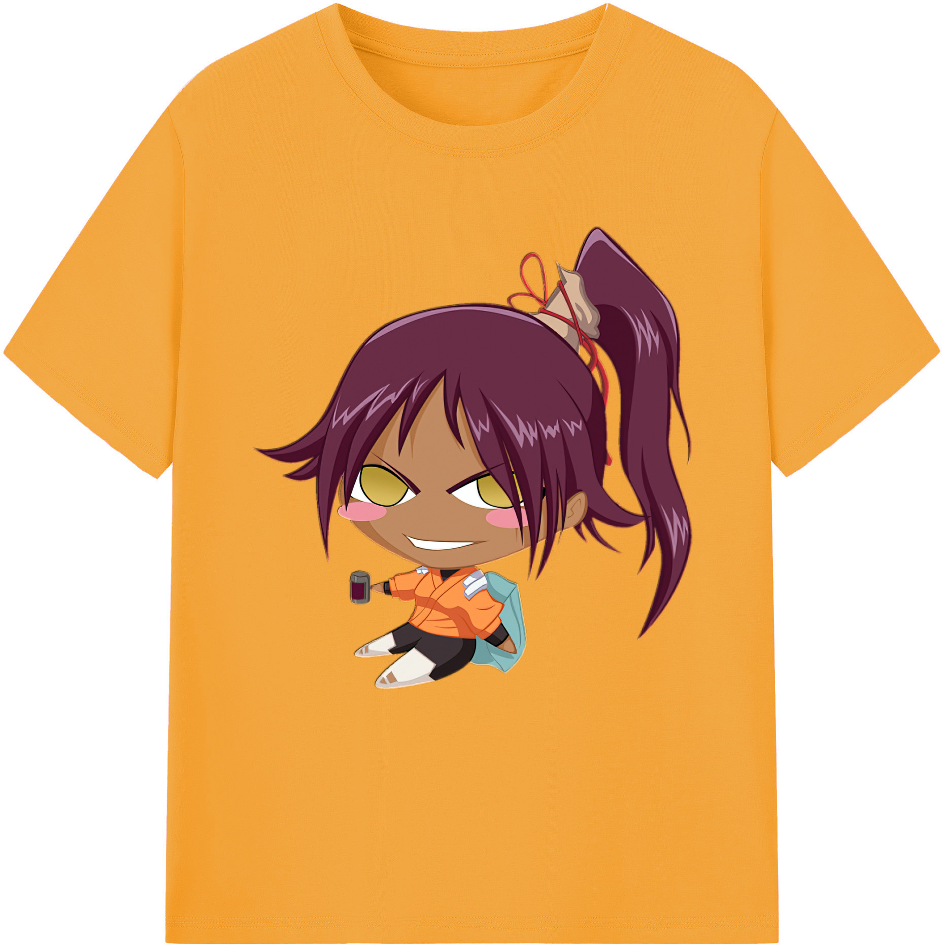 （画像用） ブリーチ 四楓院 夜一（しほういん よるいち） BLEACH Shihouin Yoruichi レディースカジュアルプリントTシャツ（綿100％）