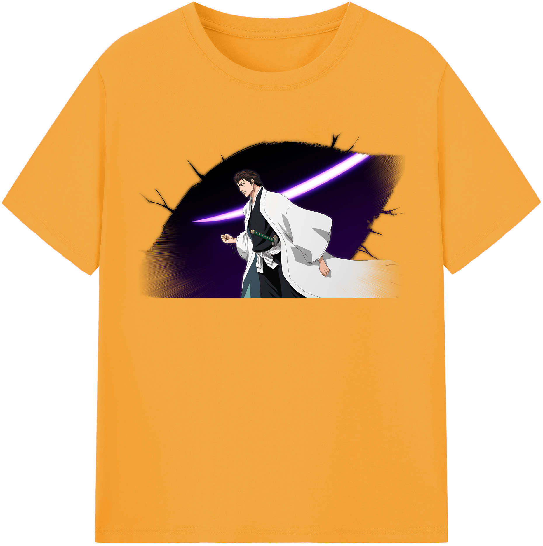 （画像用） ブリーチ 藍染 惣右介（あいぜん そうすけ） BLEACH Aizen Sousuke レディースカジュアルプリントTシャツ（綿100％）