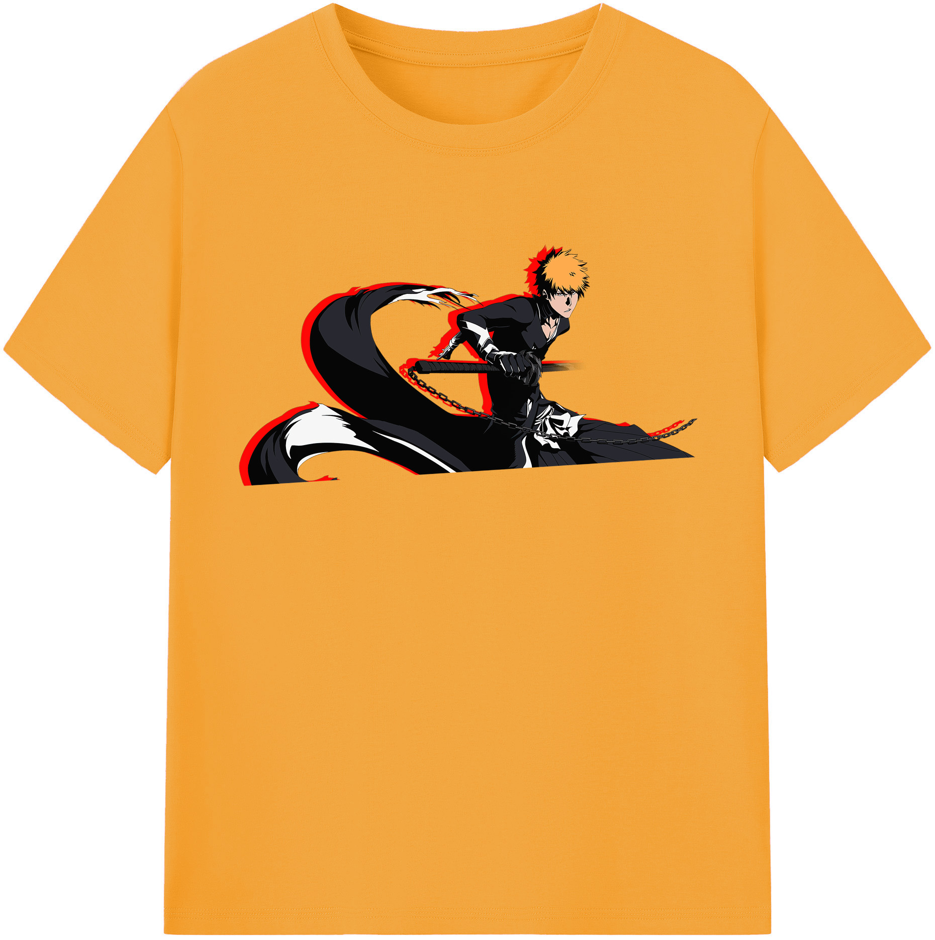 （画像用） ブリーチ 黒崎一護（くろさき いちご）BLEACH Kurosaki Ichigo レディースカジュアルプリントTシャツ（綿100％）