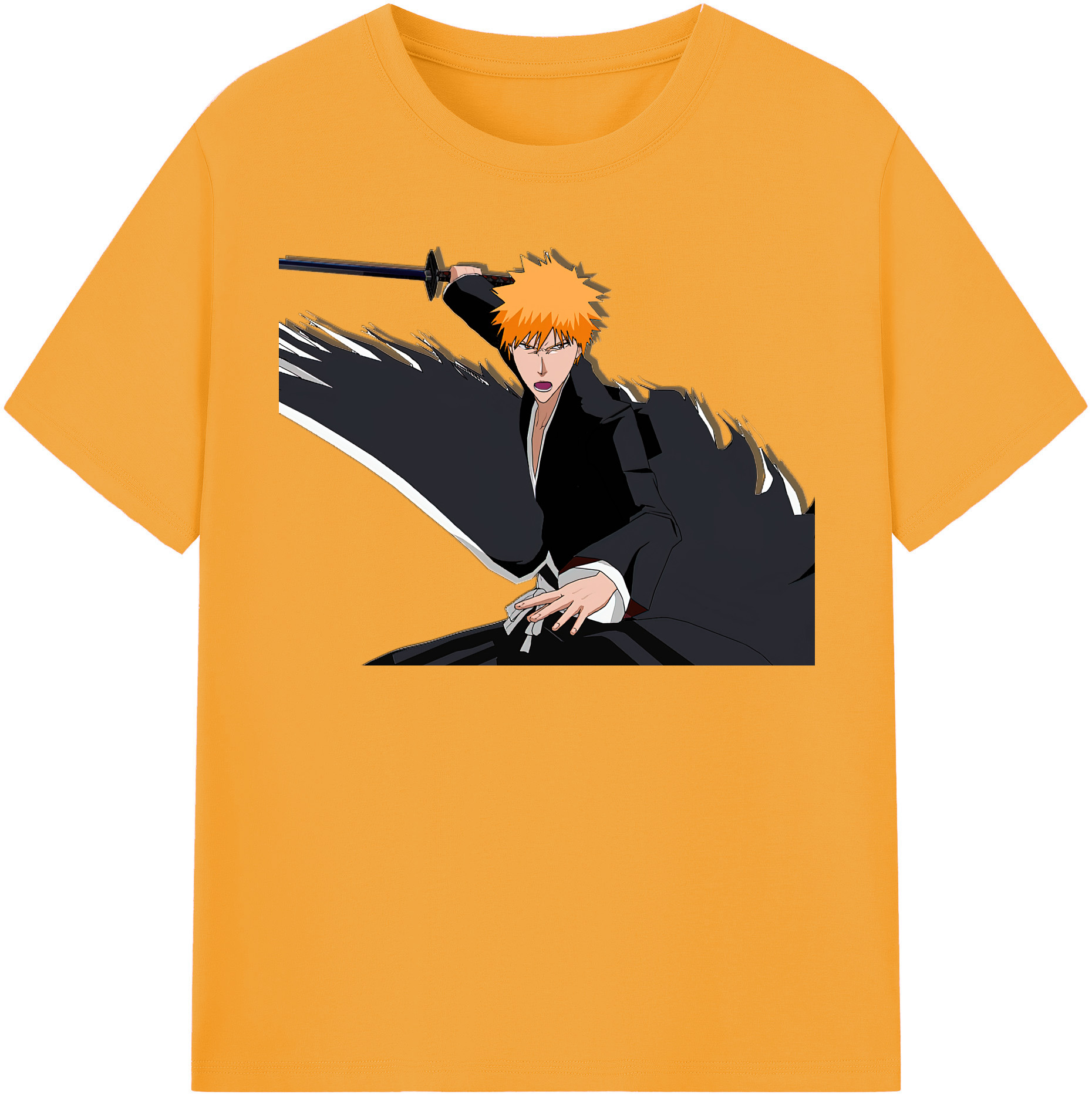 （画像用） ブリーチ 黒崎一護（くろさき いちご）BLEACH Kurosaki Ichigo レディースカジュアルプリントTシャツ（綿100％）