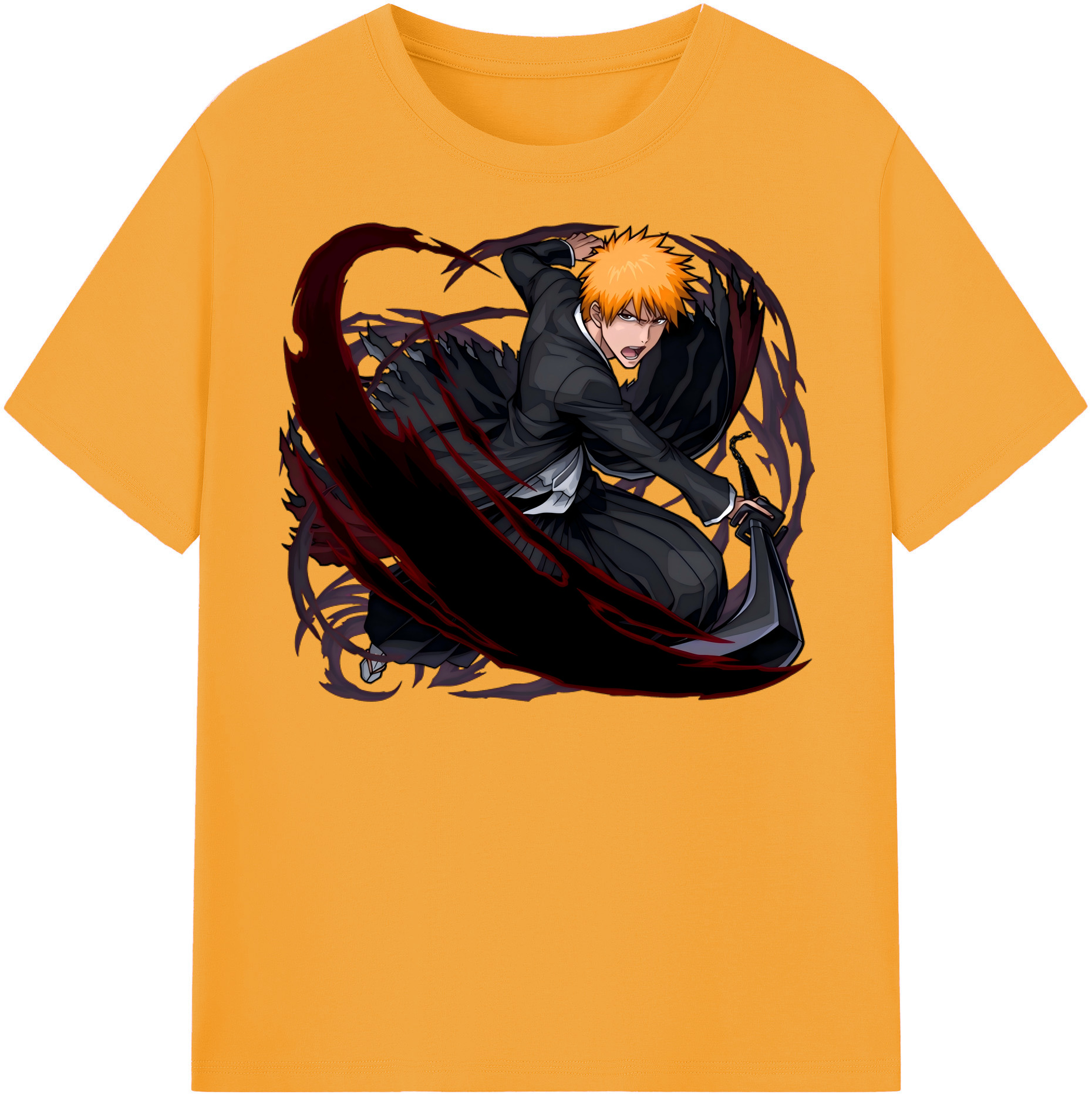 （画像用） ブリーチ 黒崎一護（くろさき いちご）BLEACH Kurosaki Ichigo レディースカジュアルプリントTシャツ（綿100％）