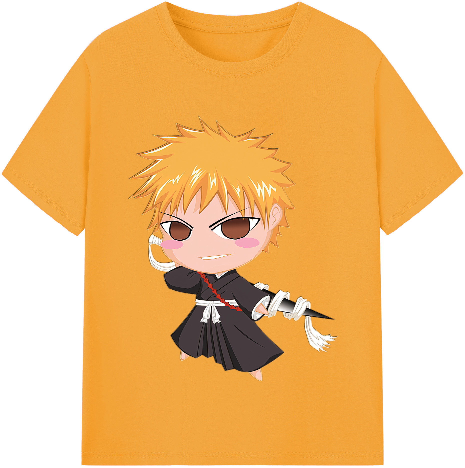 （画像用） ブリーチ 黒崎一護（くろさき いちご）BLEACH Kurosaki Ichigo レディースカジュアルプリントTシャツ（綿100％）