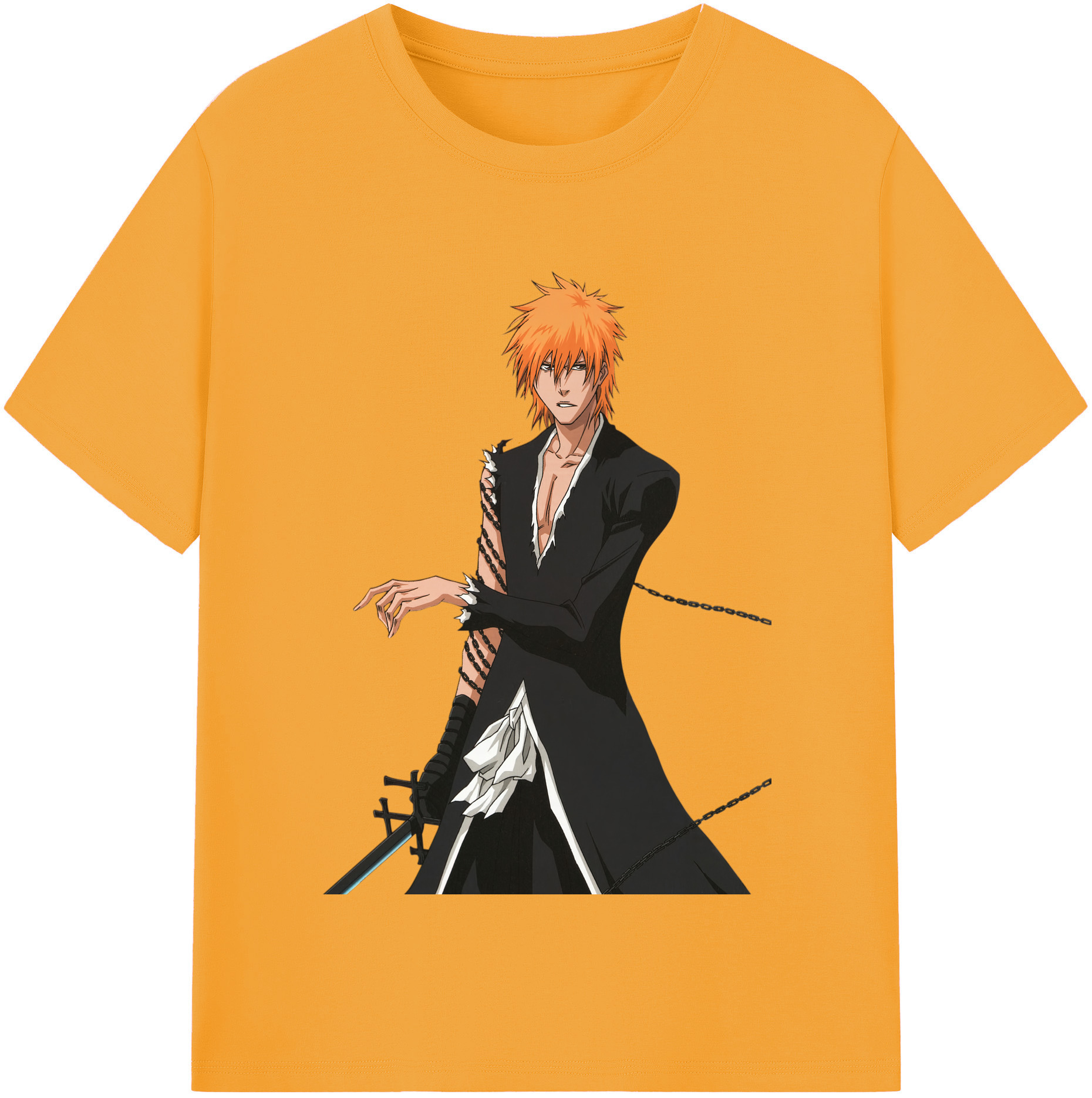 （画像用） ブリーチ 黒崎一護（くろさき いちご）BLEACH Kurosaki Ichigo レディースカジュアルプリントTシャツ（綿100％）