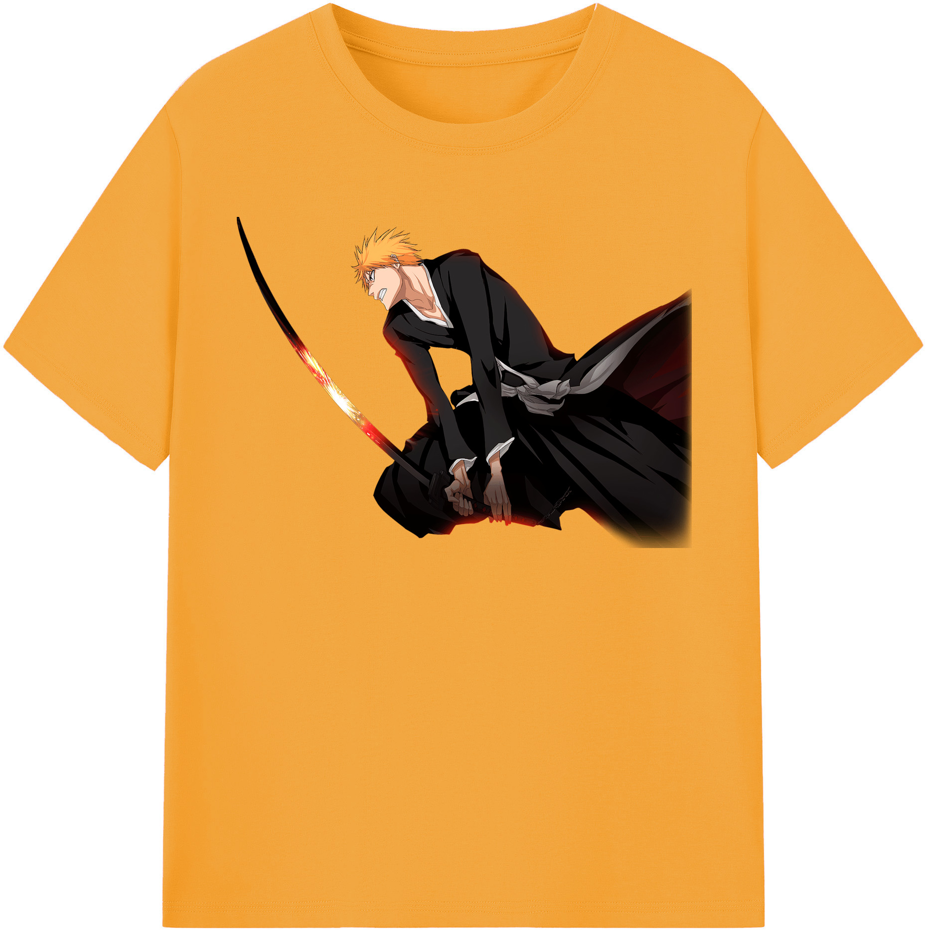 （画像用） ブリーチ 黒崎一護（くろさき いちご）BLEACH Kurosaki Ichigo レディースカジュアルプリントTシャツ（綿100％）