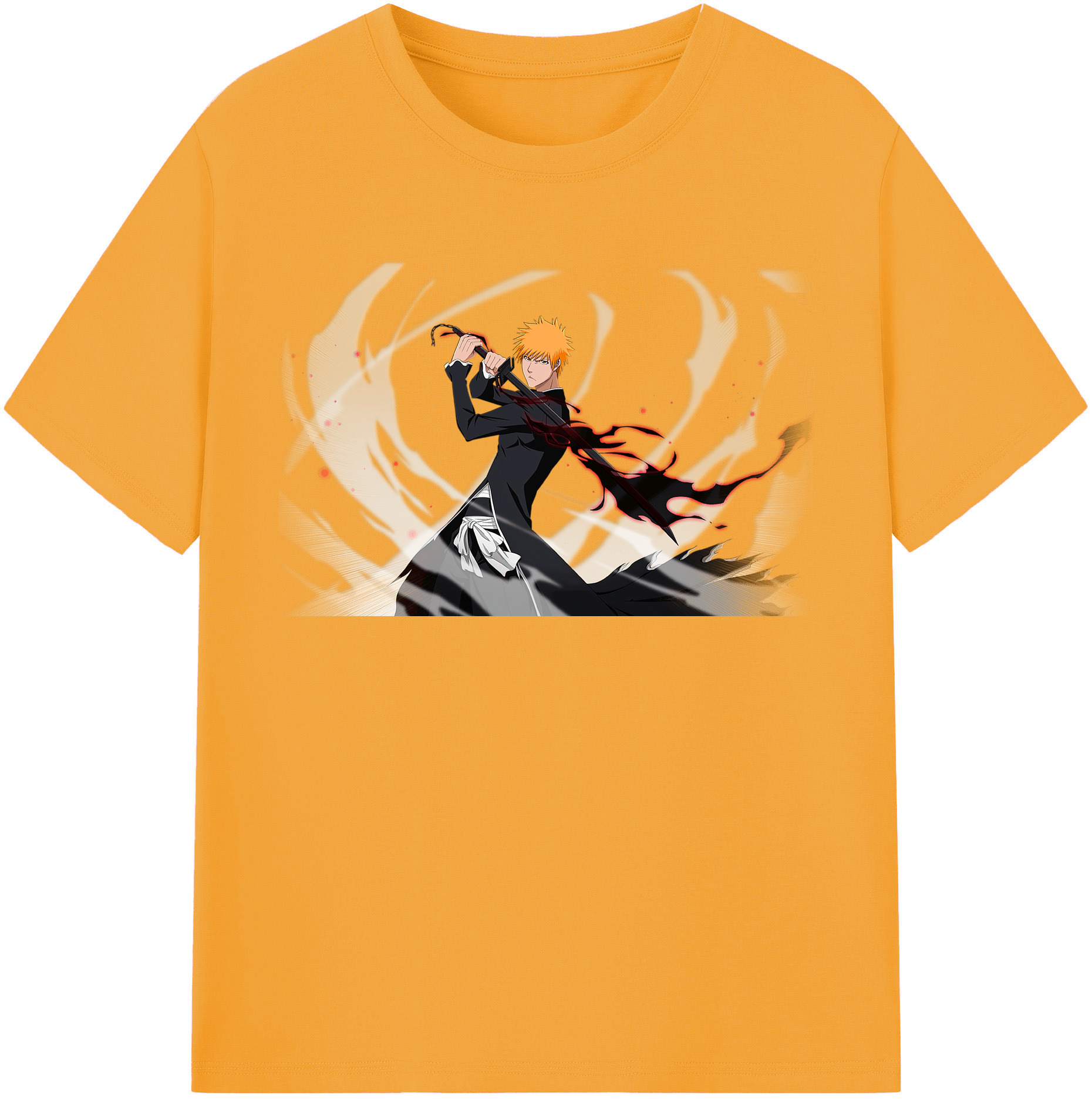（画像用） ブリーチ 黒崎一護（くろさき いちご）BLEACH Kurosaki Ichigo レディースカジュアルプリントTシャツ（綿100％）