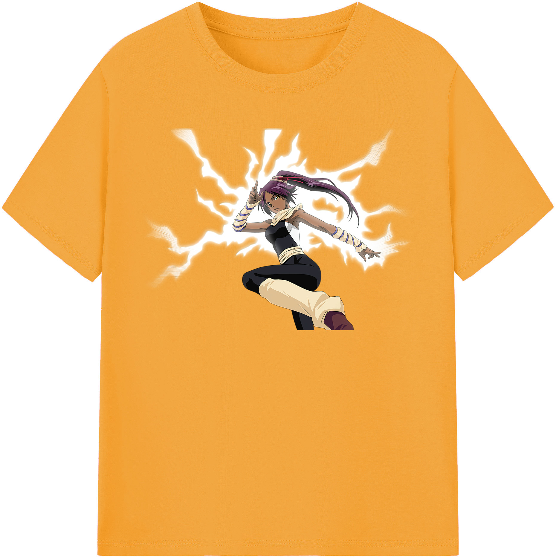 （画像用） ブリーチ 四楓院 夜一（しほういん よるいち） BLEACH Shihouin Yoruichi レディースカジュアルプリントTシャツ（綿100％）