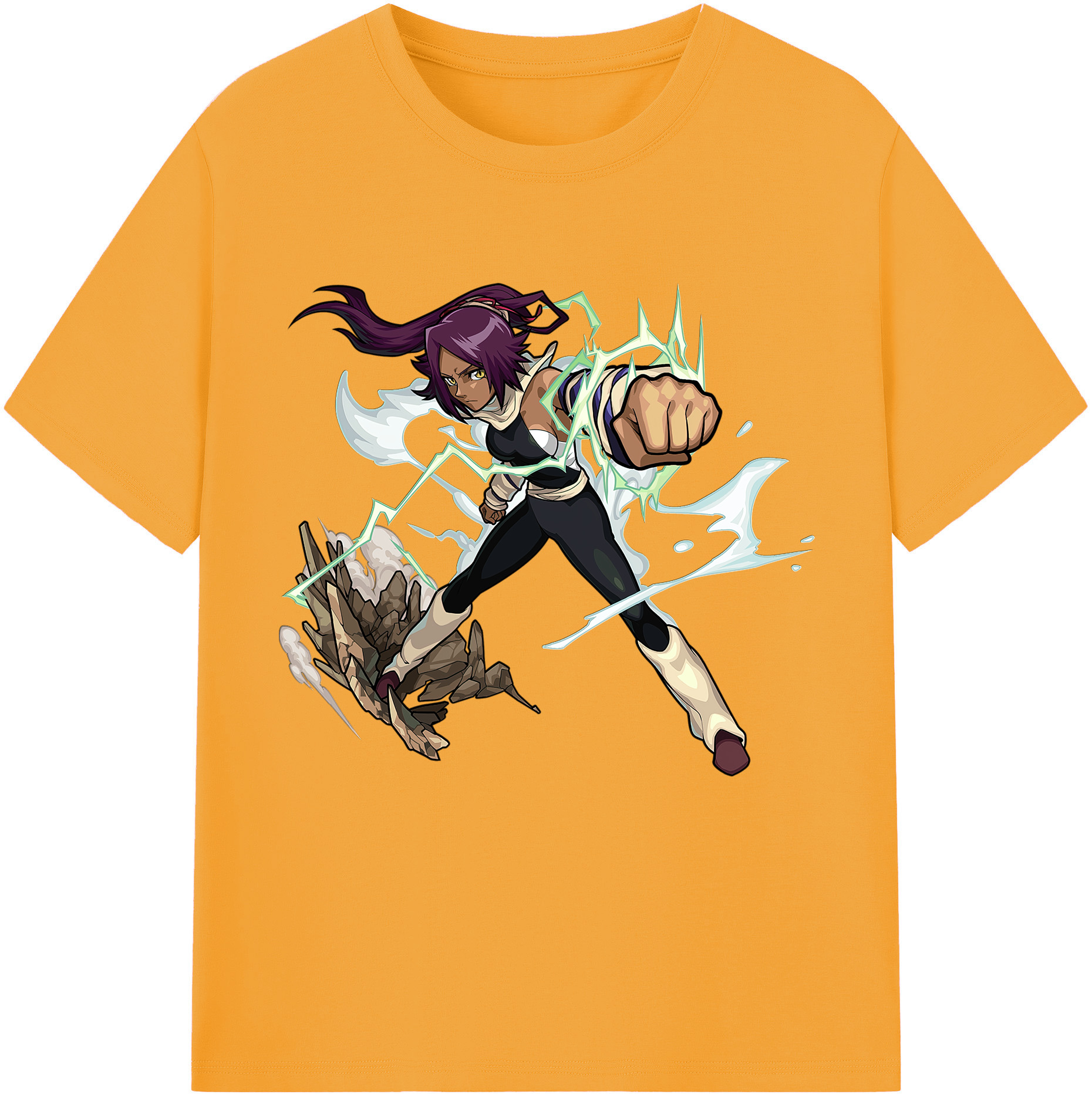 （画像用） ブリーチ 四楓院 夜一（しほういん よるいち） BLEACH Shihouin Yoruichi レディースカジュアルプリントTシャツ（綿100％）