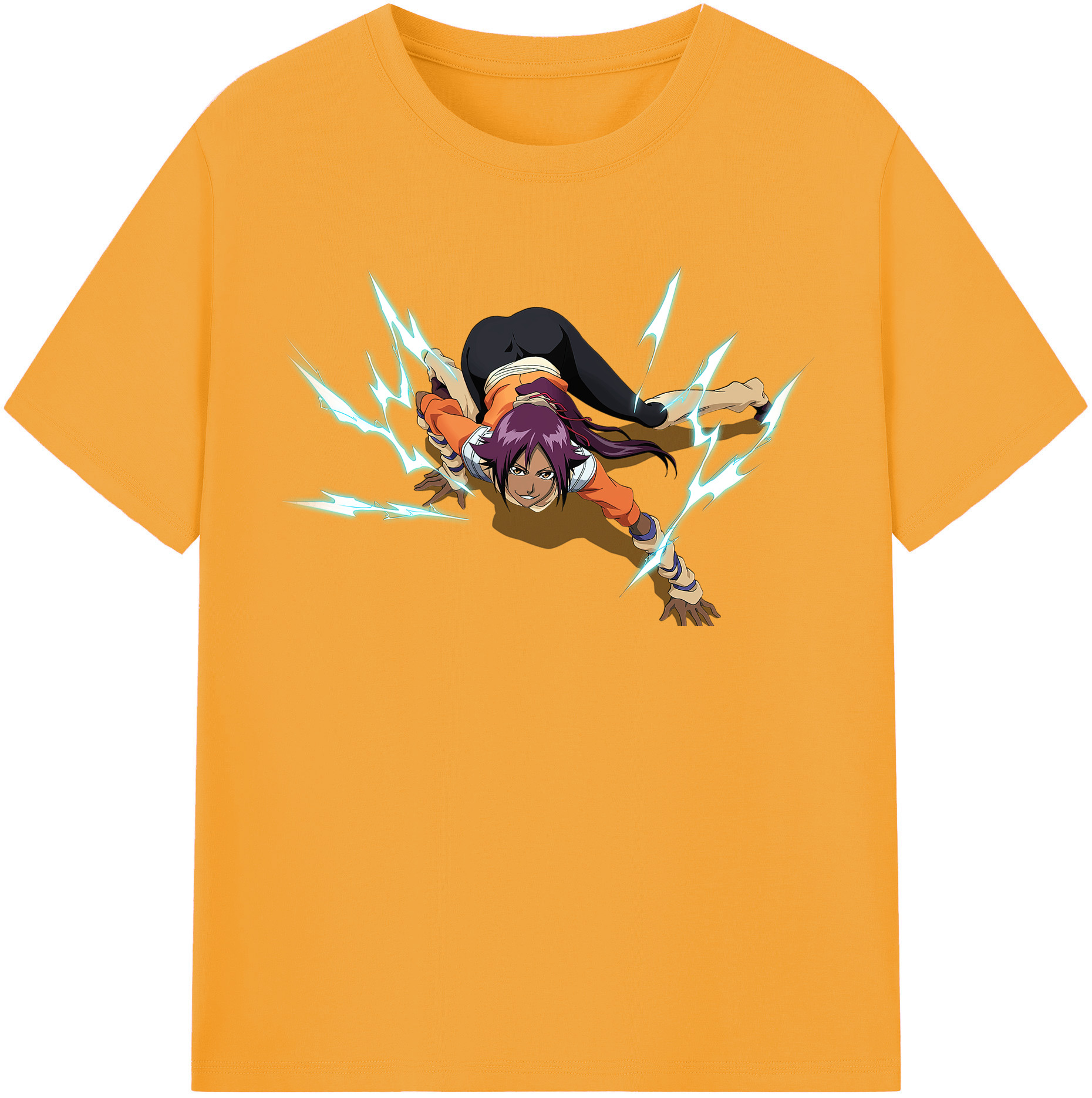 （画像用） ブリーチ 四楓院 夜一（しほういん よるいち） BLEACH Shihouin Yoruichi レディースカジュアルプリントTシャツ（綿100％）